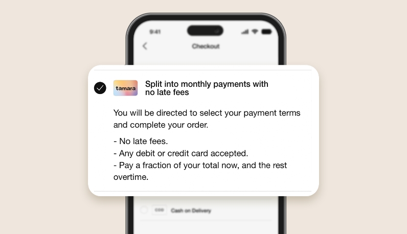 Tamara monthly payments checkout screen