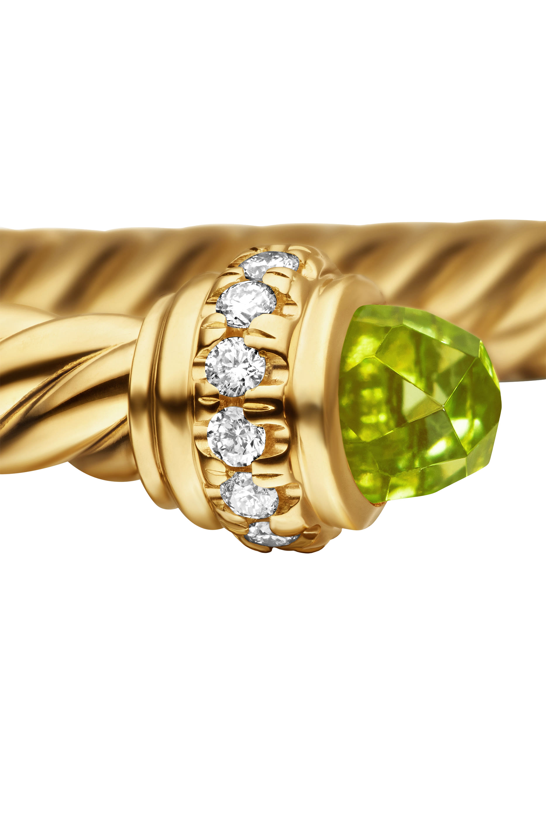 Classic Cablespira® Bracelet, 18K Yellow Gold, Peridot & Diamonds