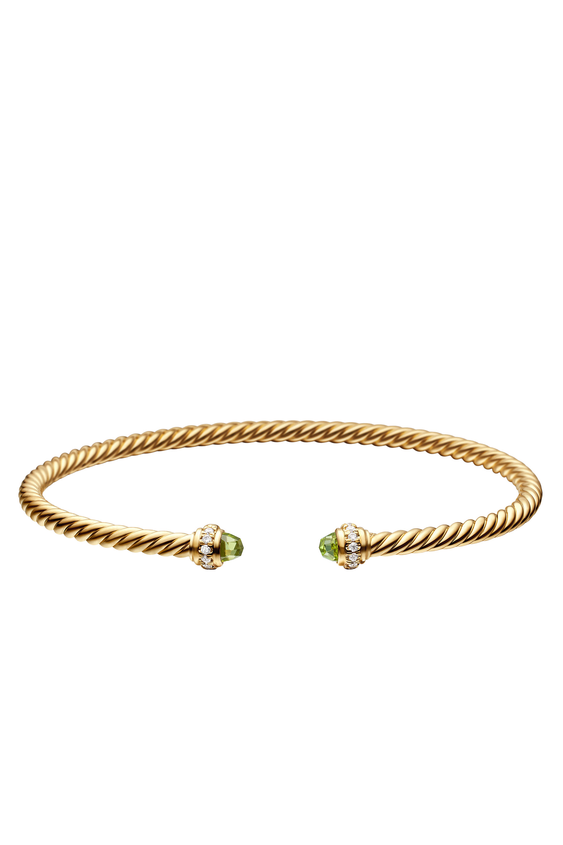 Classic Cablespira® Bracelet, 18K Yellow Gold, Peridot & Diamonds