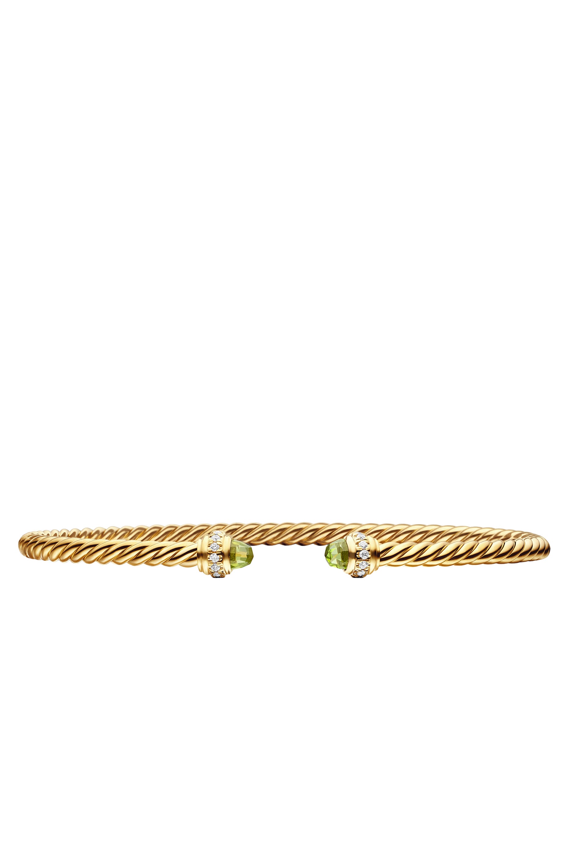 Classic Cablespira® Bracelet, 18K Yellow Gold, Peridot & Diamonds