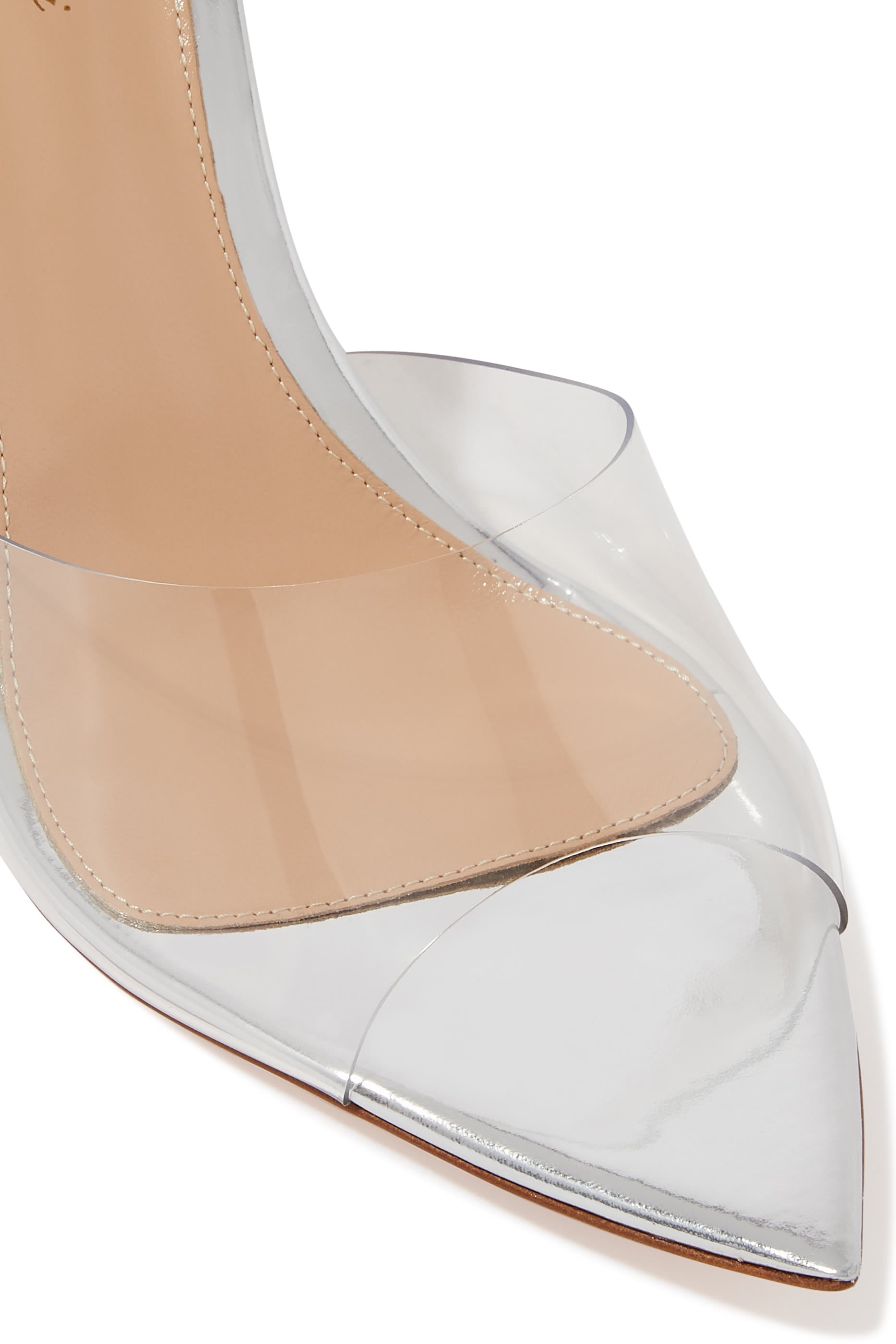 Elle 85 Plexi & Metallic Leather Mules