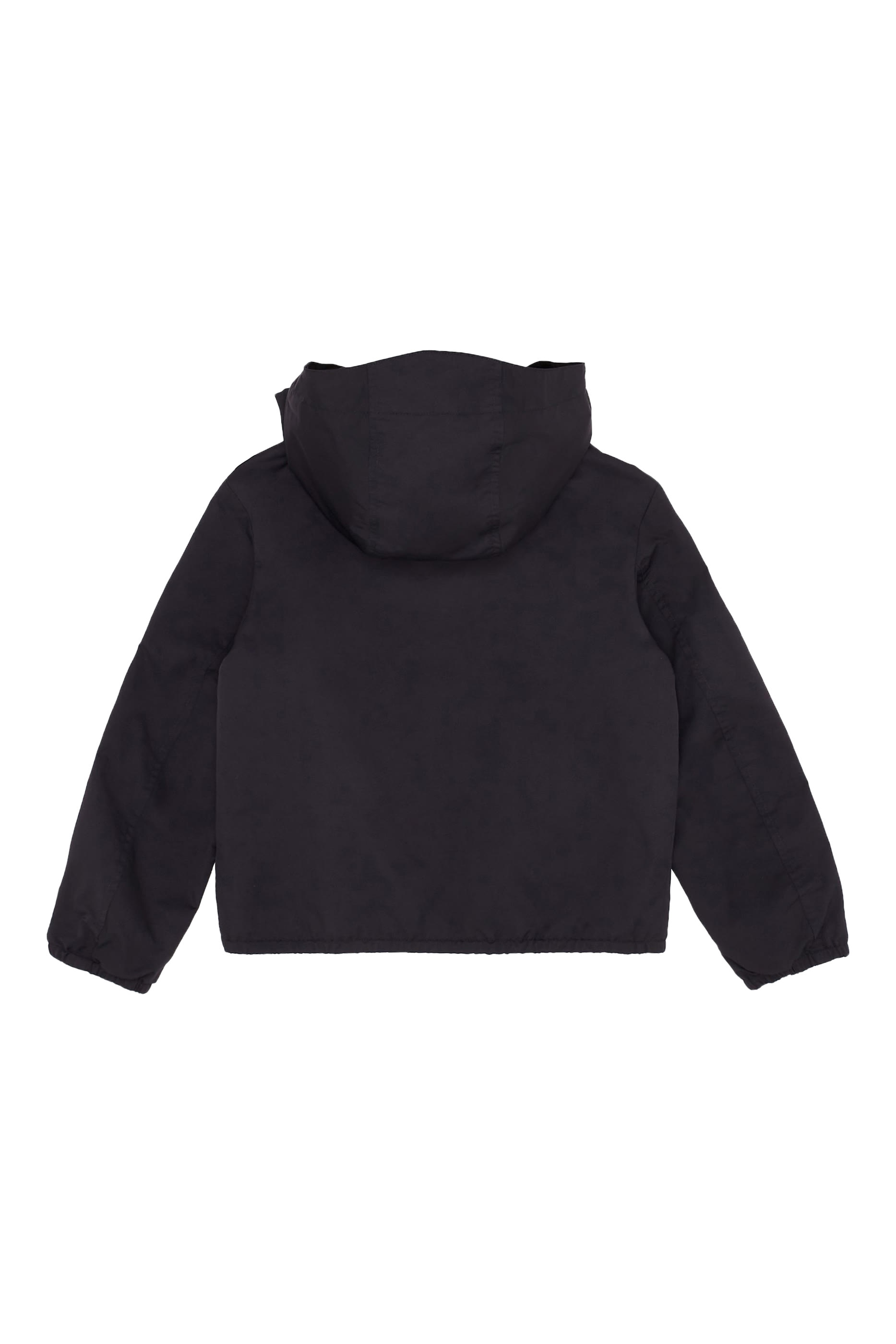 Kids Water-Repellent Nylon Hooded Jacket with Logo Patch