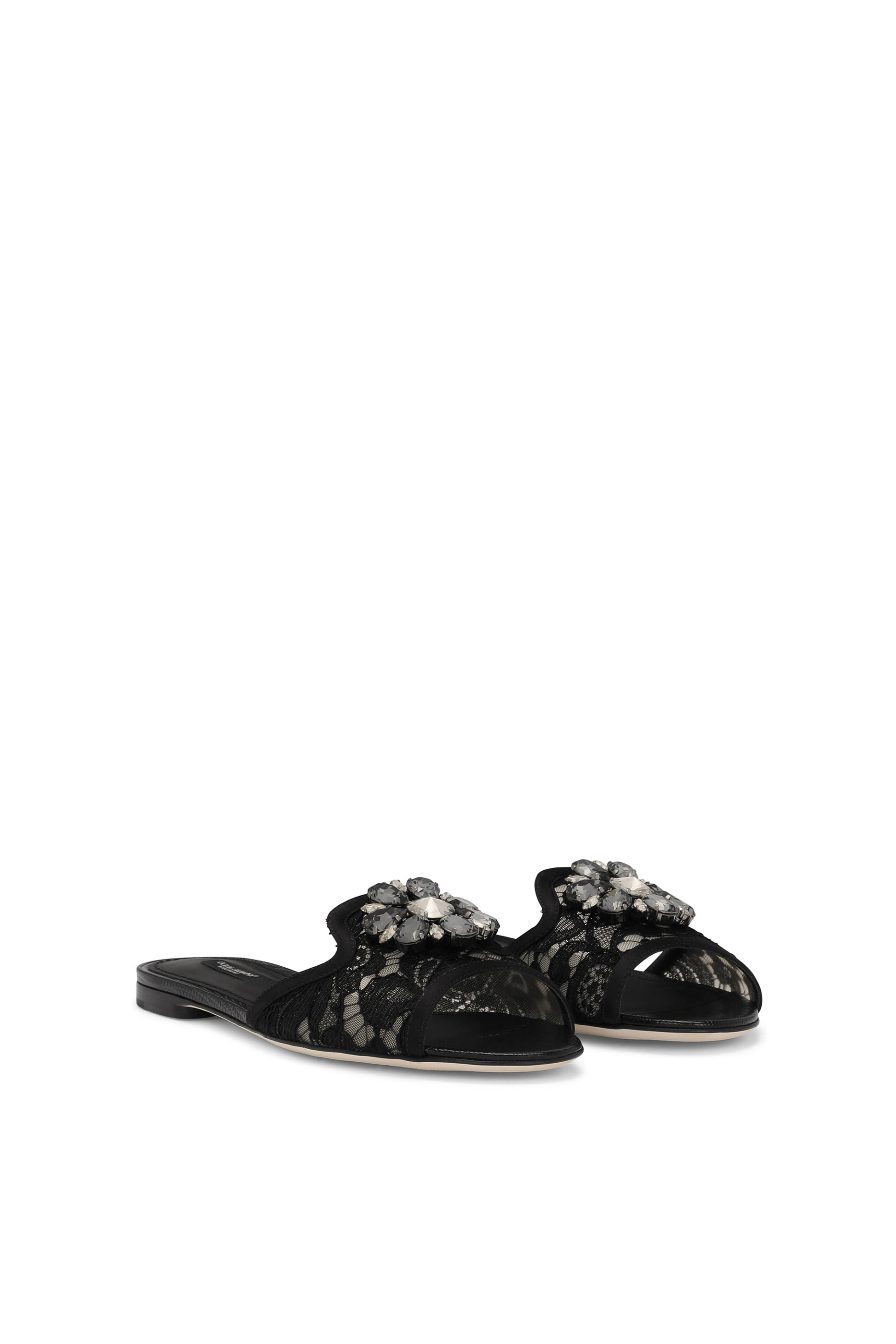 Lace Rainbow Slides with Brooch Detailing