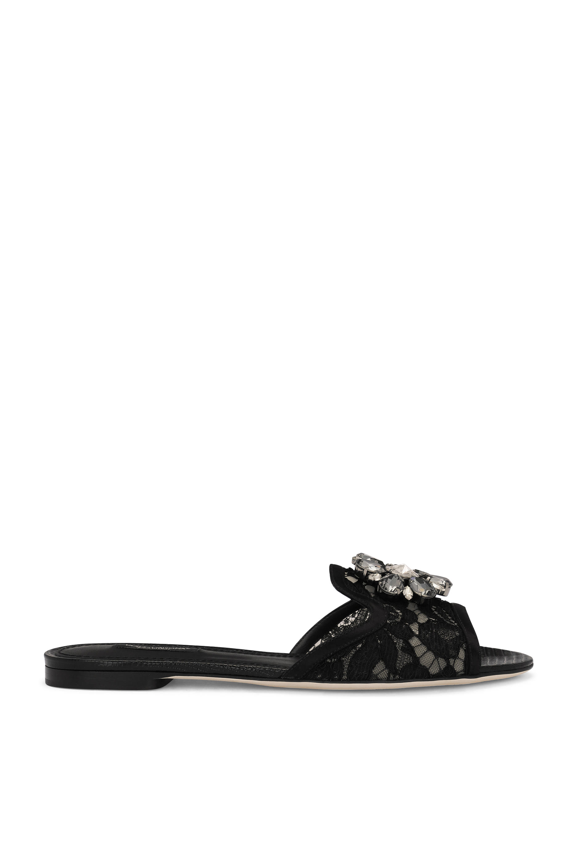 Lace Rainbow Slides with Brooch Detailing