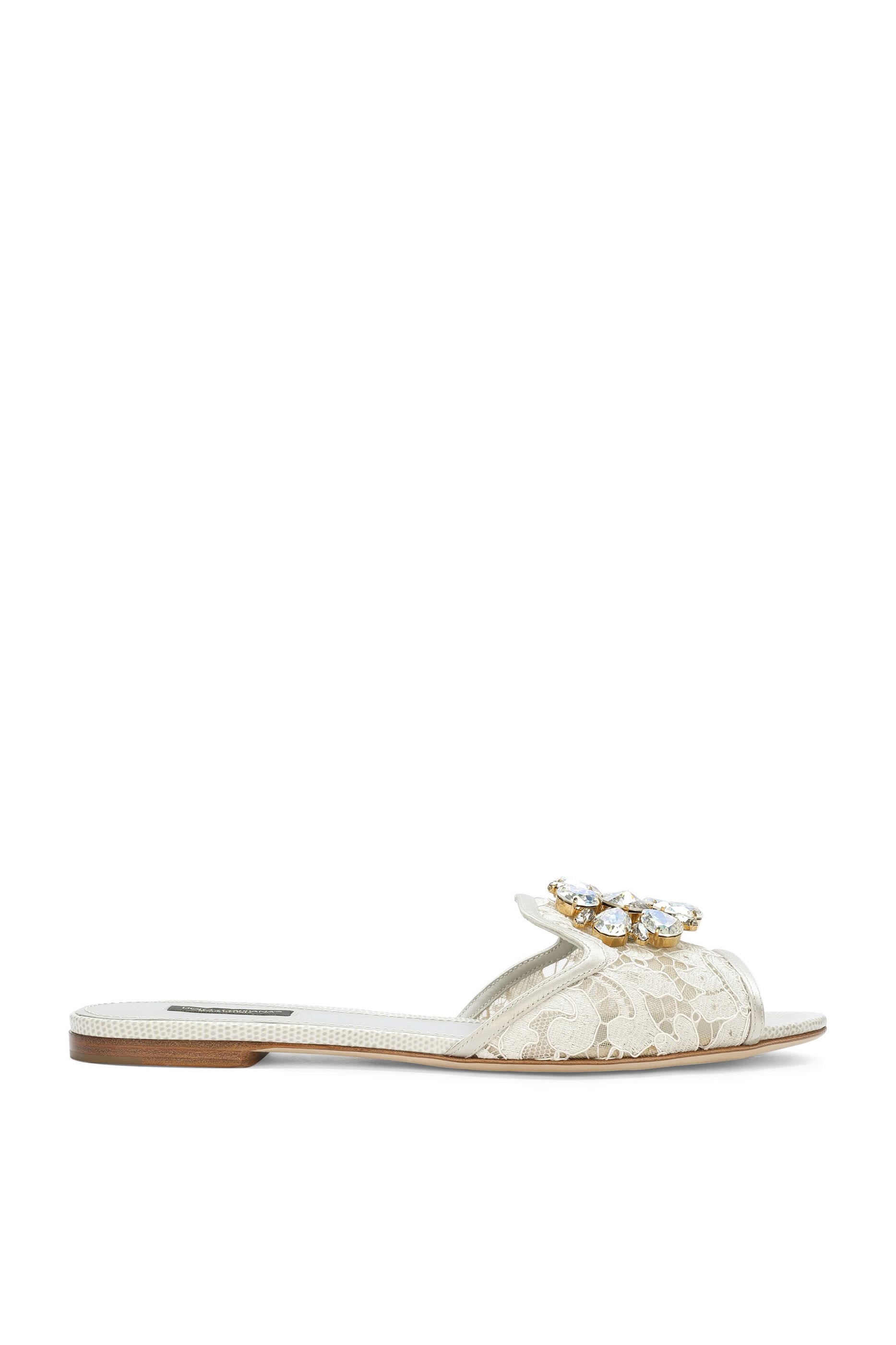 Lace Rainbow Slides with Brooch Detailing