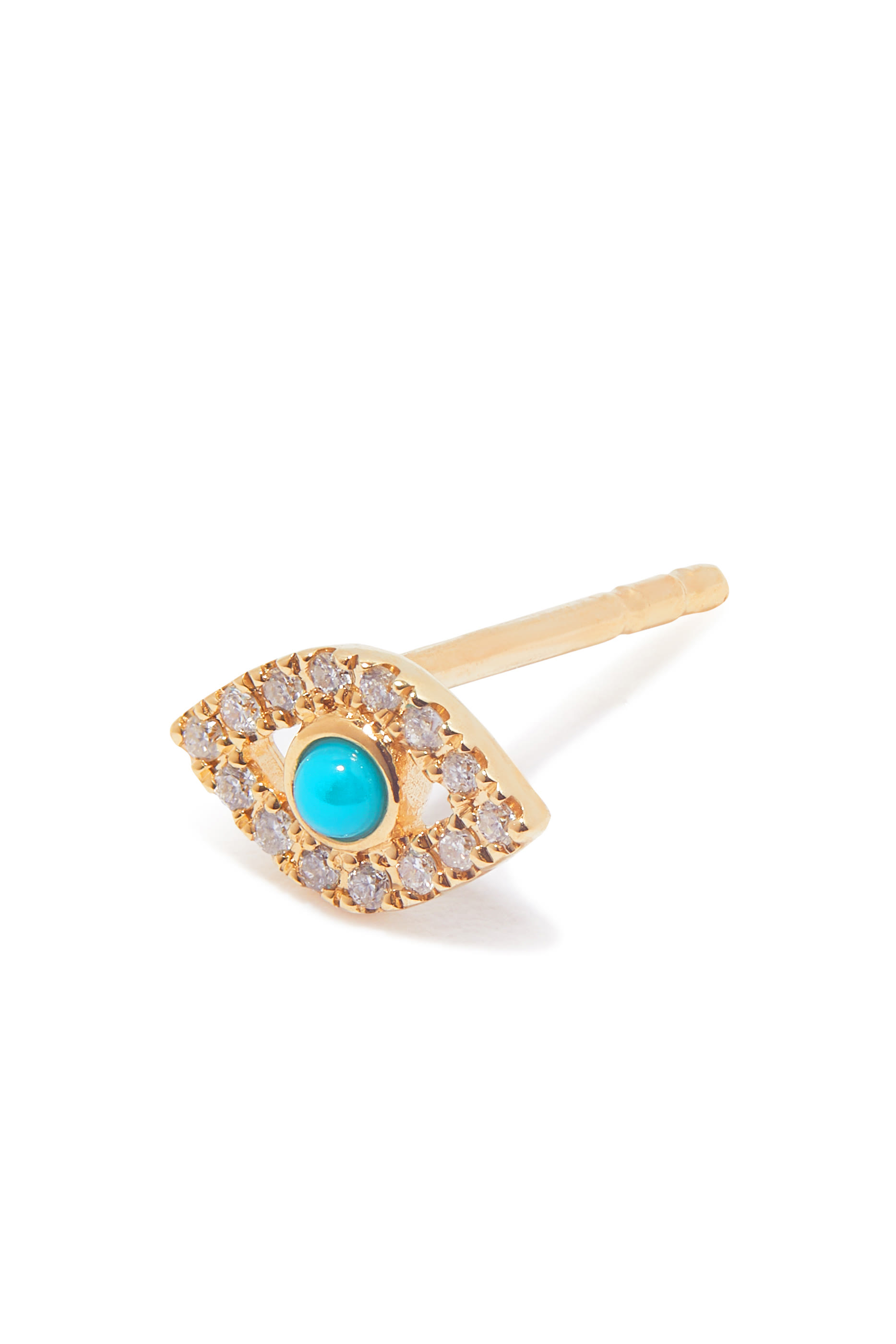 Diamond Mini Bezel Evil Eye Single Stud Earring