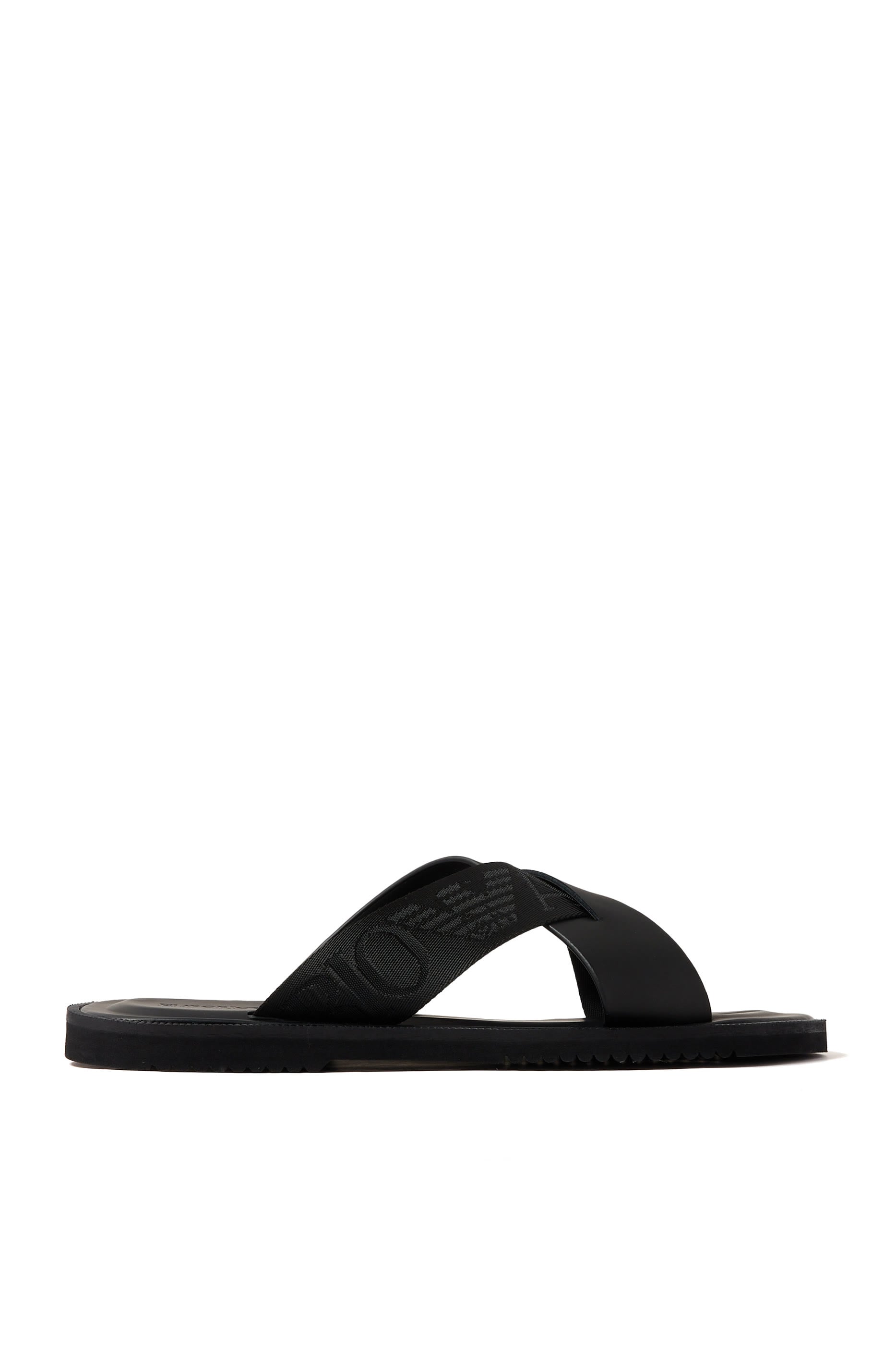 Jacquard Logo Leather Sandals