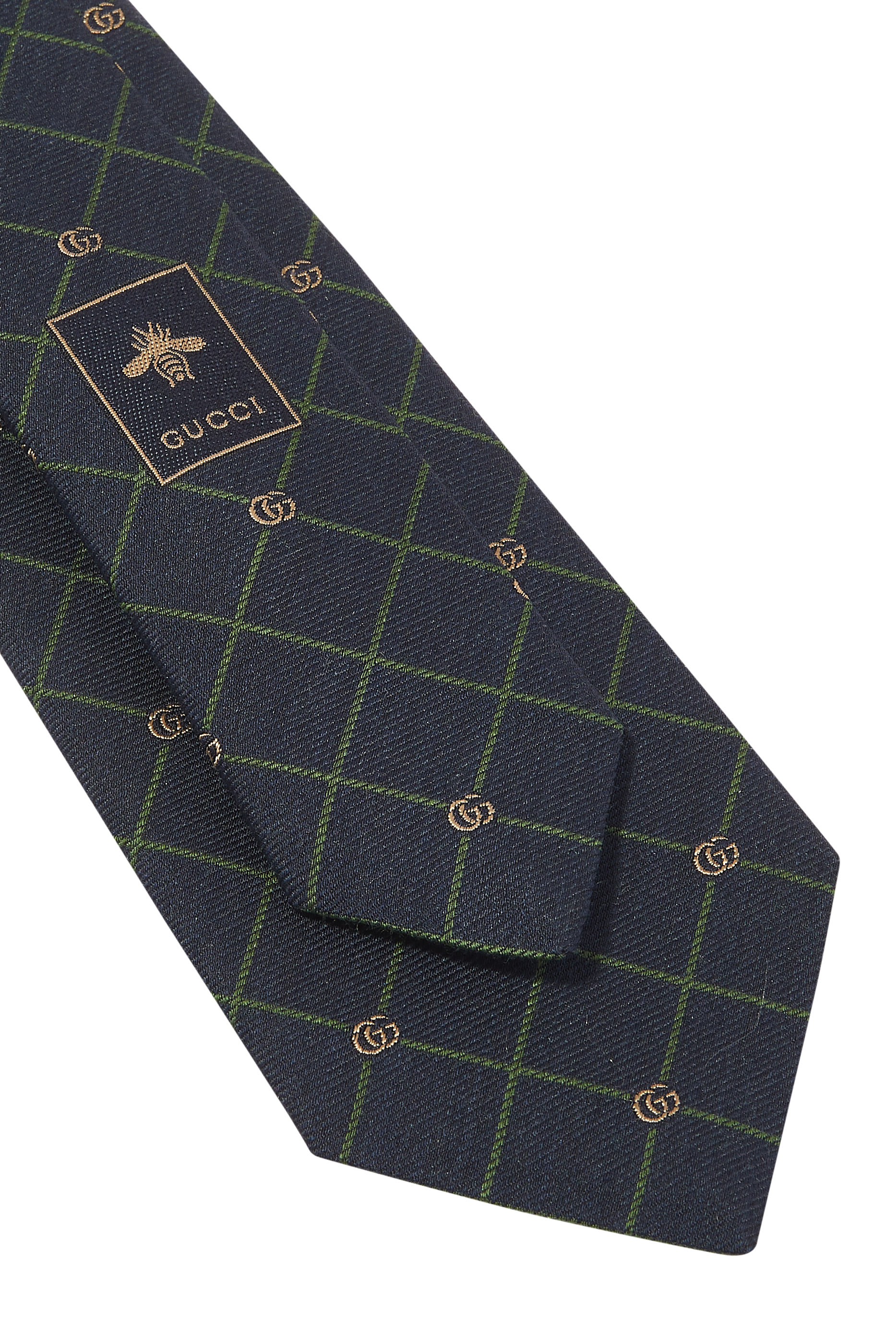 Double G Check Silk Jacquard Tie