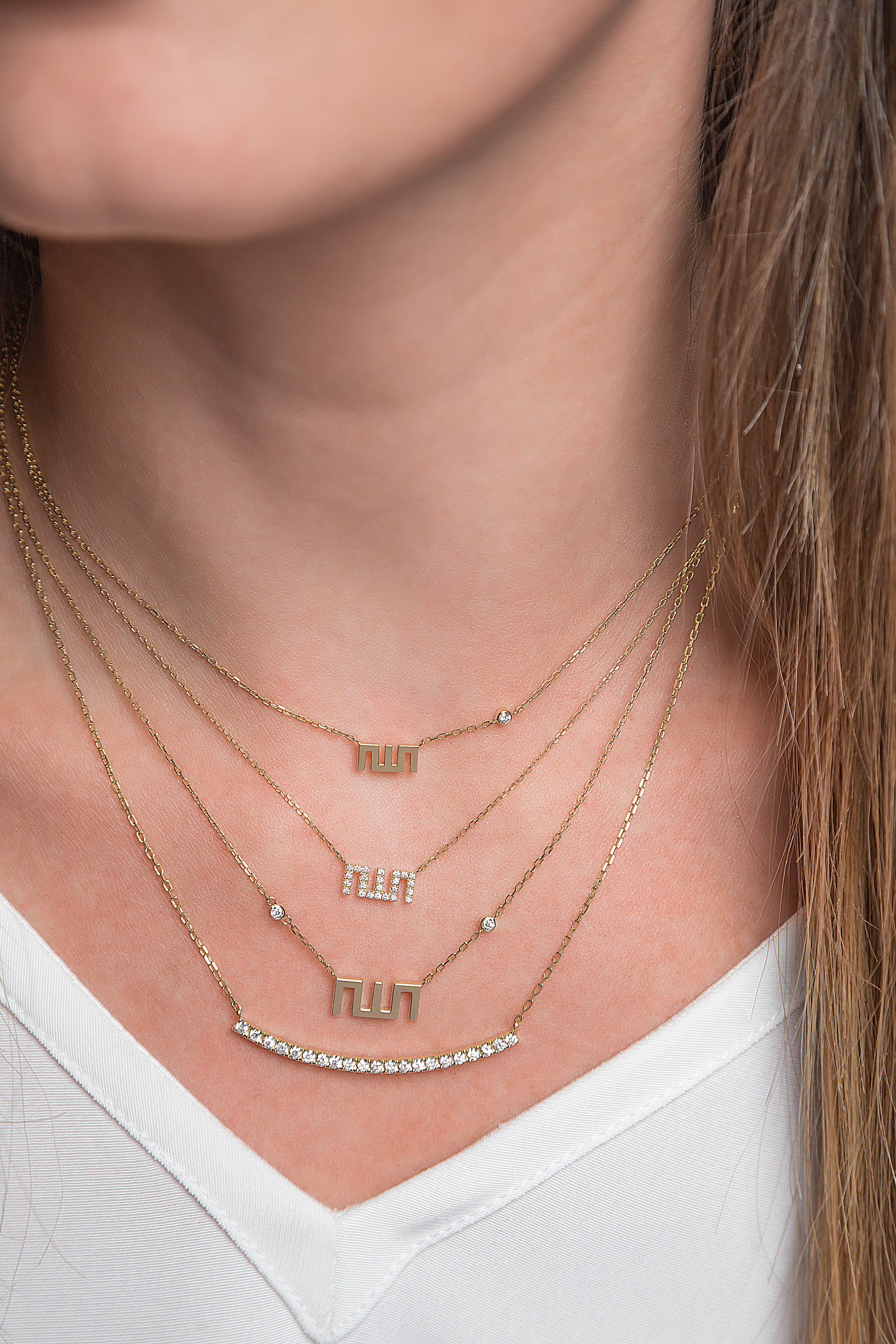 Allah XS Necklace, 18k Yellow Gold & Diamonds