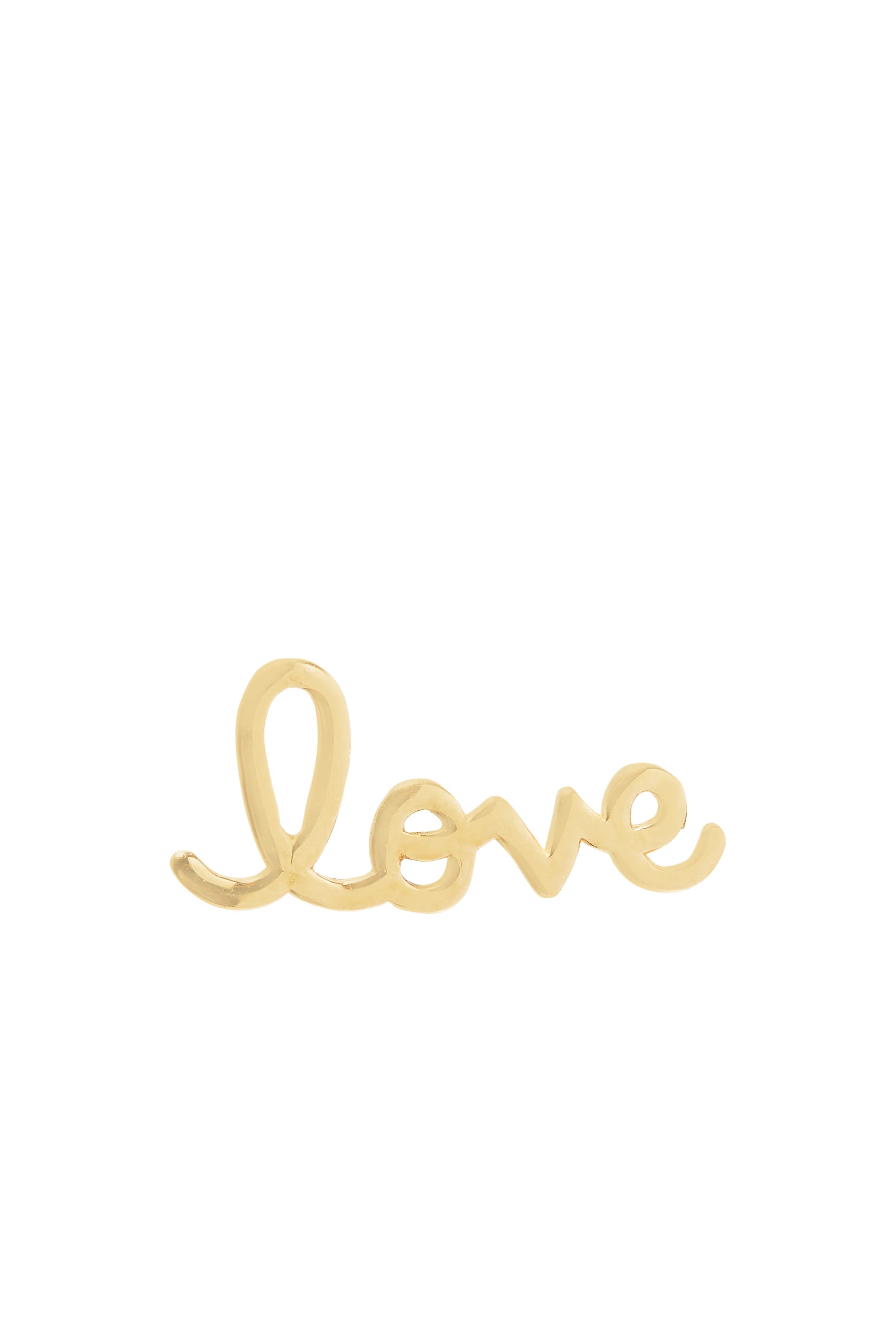 Tiny Love Script Single Stud, 14k Yellow Gold
