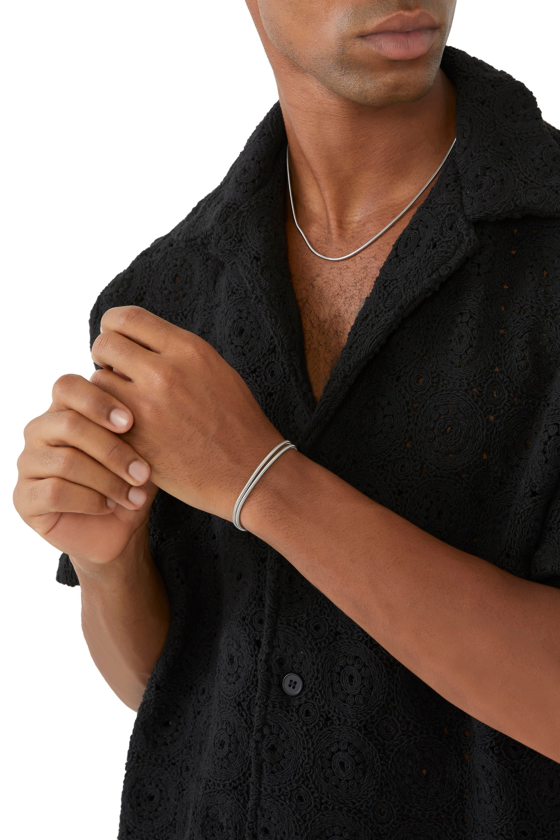 Double Wrap Snake Chain Bracelet, Sterling Silver