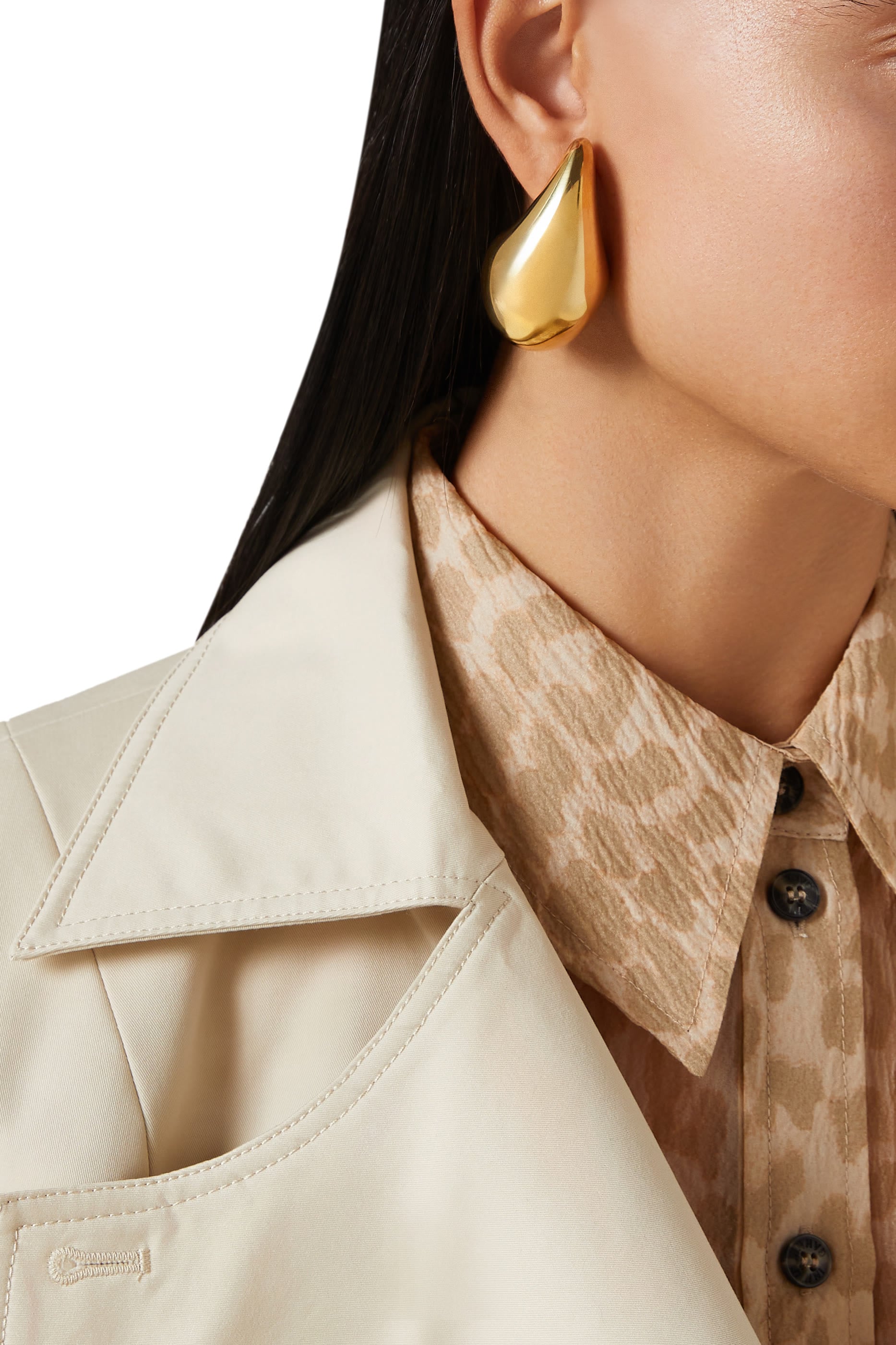 Large Drop Earrings, 18k Gold-Plated Sterling Silver
