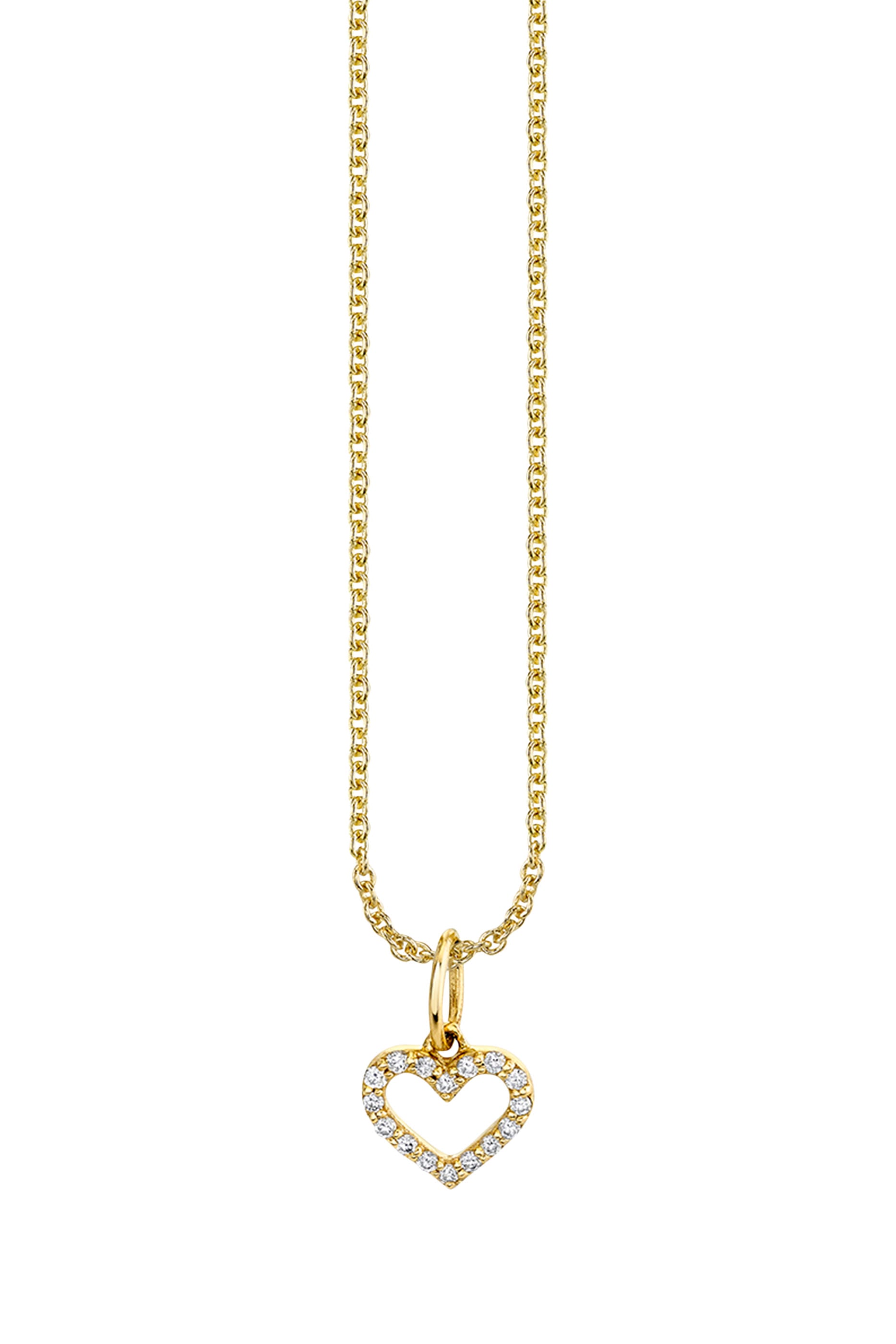 Kids Open Heart Necklace, 14k Yellow Gold & Diamonds
