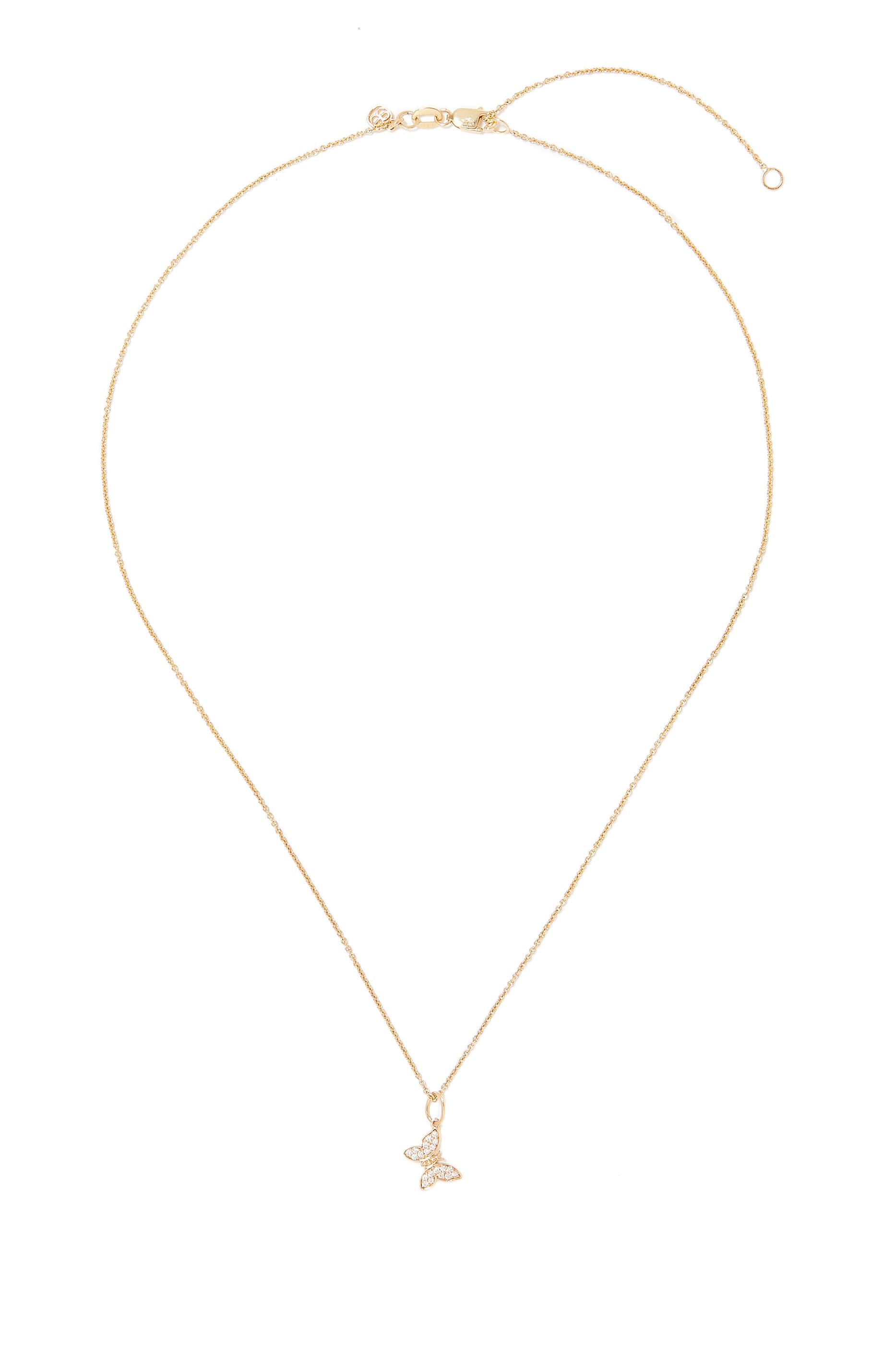 Kids Butterfly Necklace, 14k Yellow Gold & Diamonds