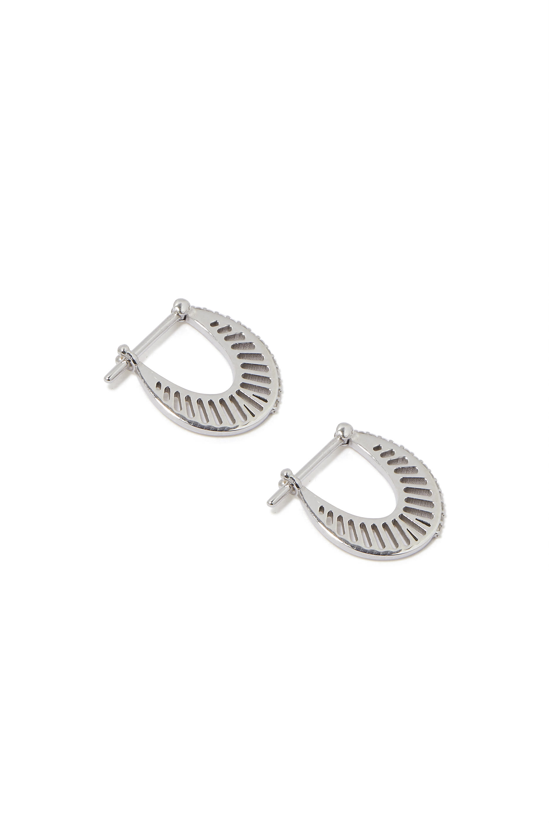 Flat Ray Size 1 Hoop Earrings, 18k White Gold & Diamonds