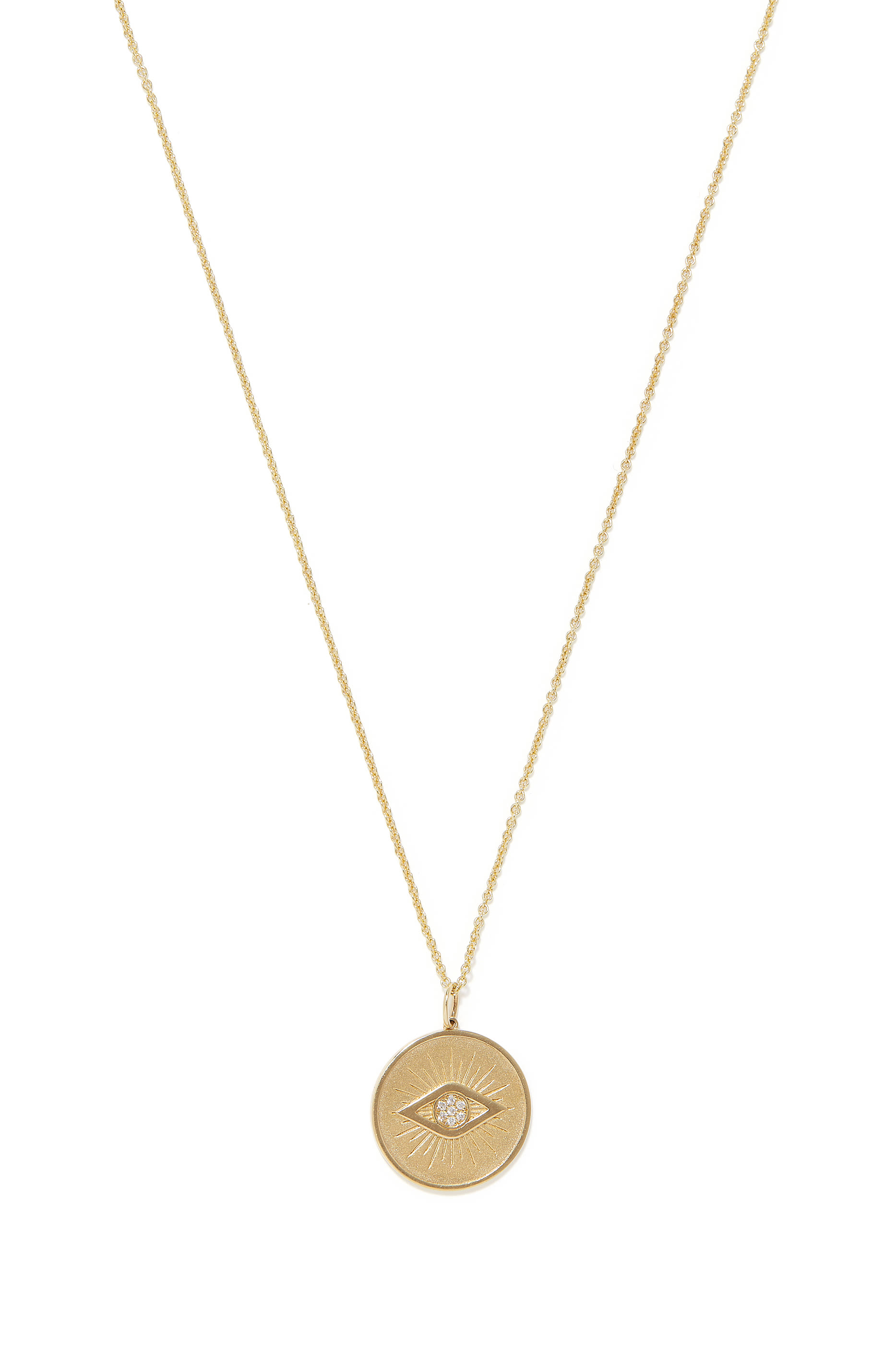 14K YG Diamond Evil Eye Coin Pendant