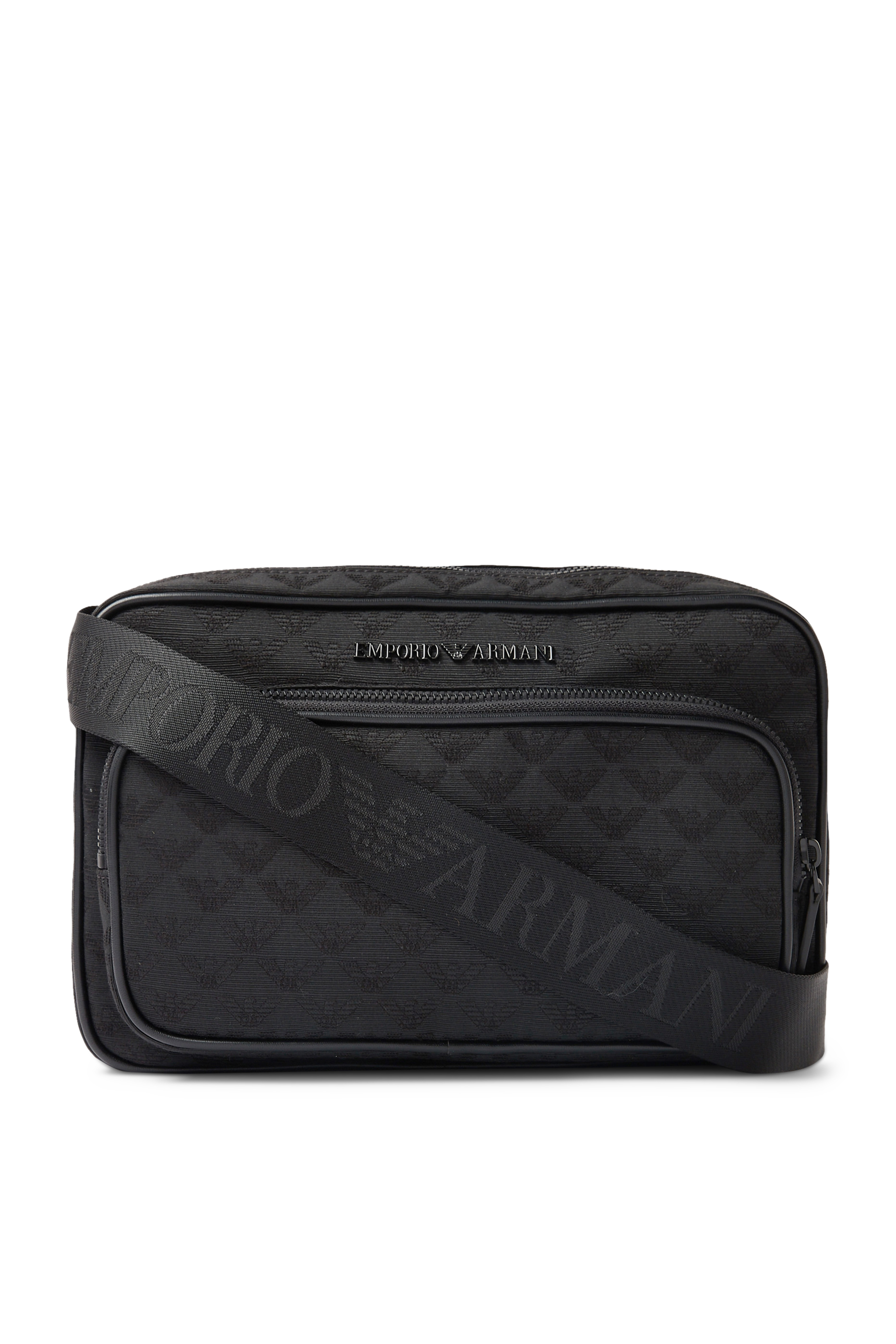 Nylon Shoulder Bag With All-Over Jacquard Eagle
