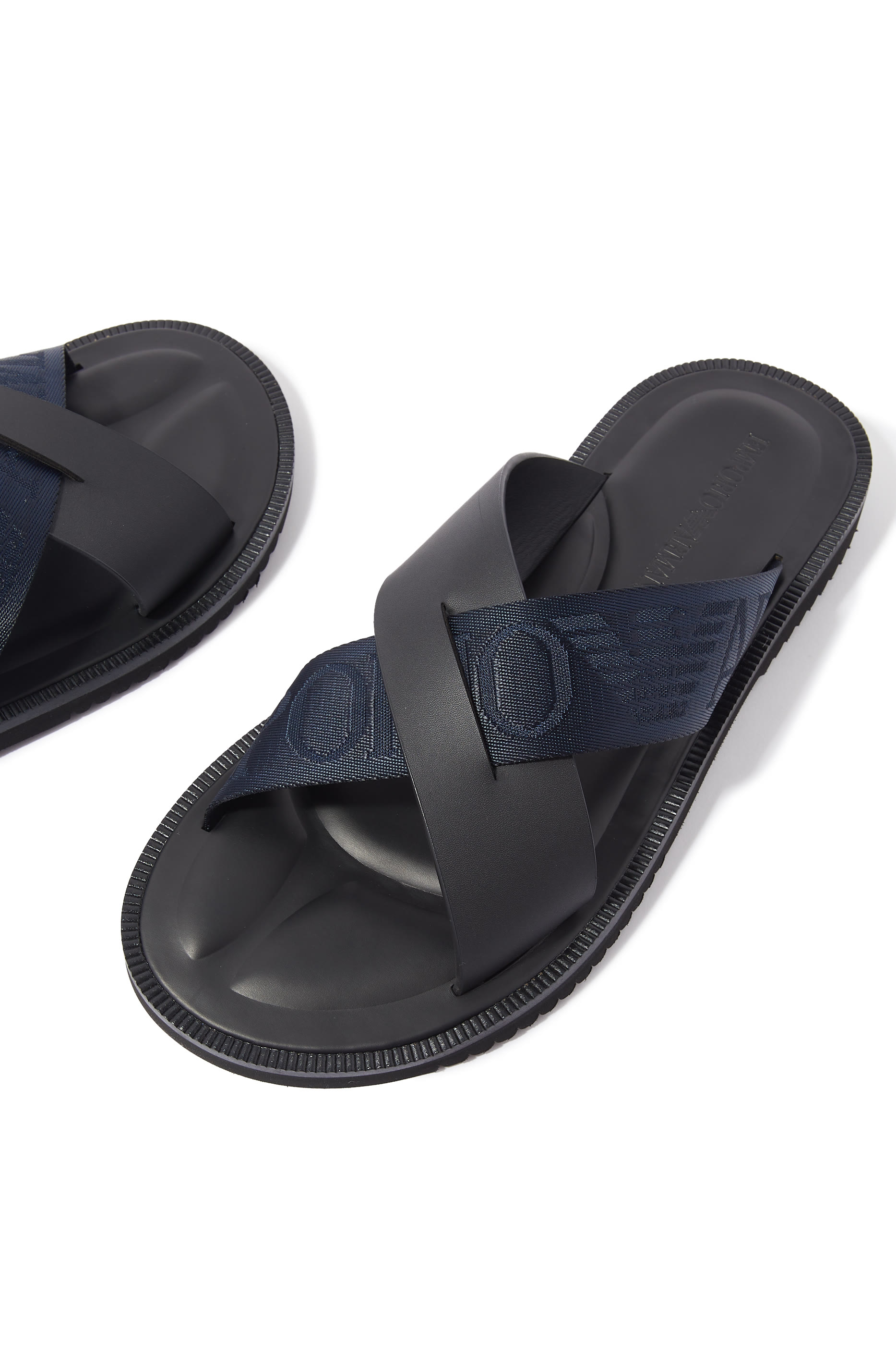 Jacquard Logo Leather Sandals
