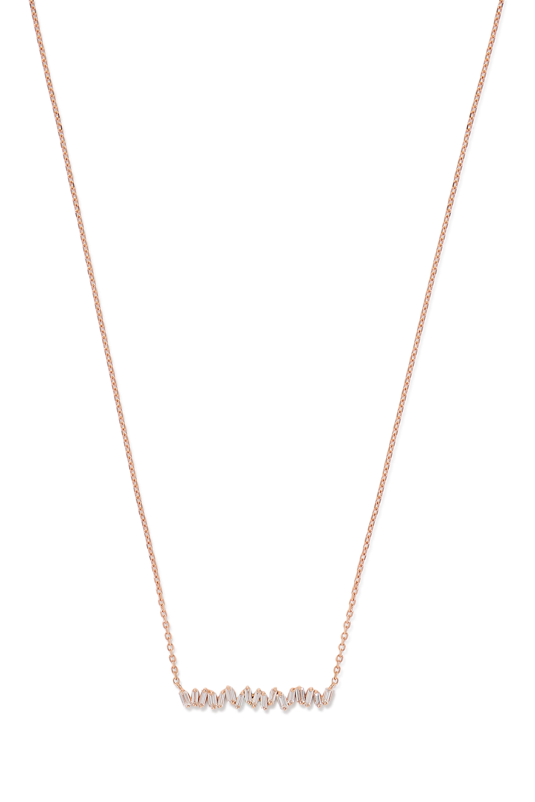 Classic Bar Pendant Necklace, 18k Rose Gold & Diamonds