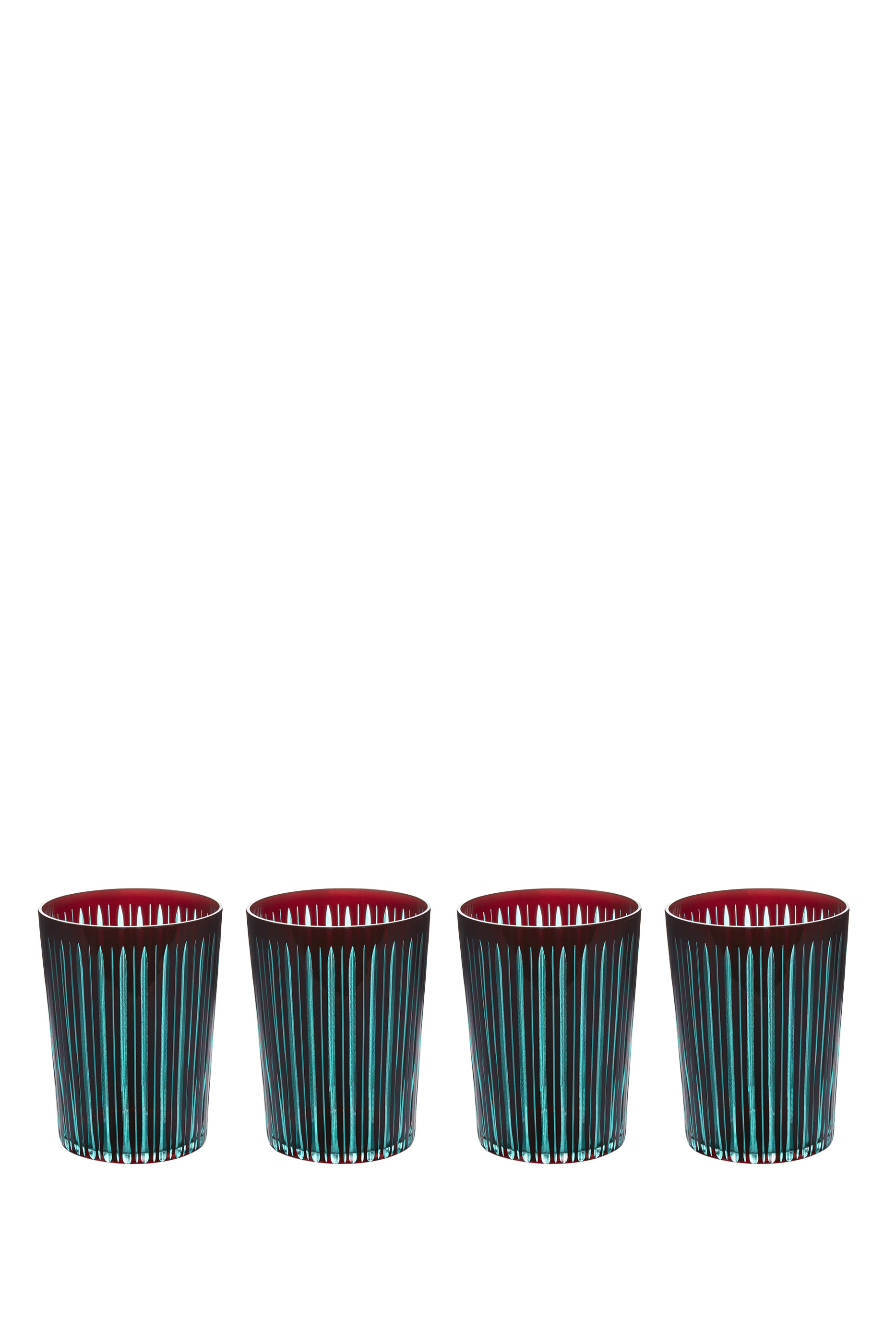 Prism Highball Glasses-Bordeaux, Set of 4