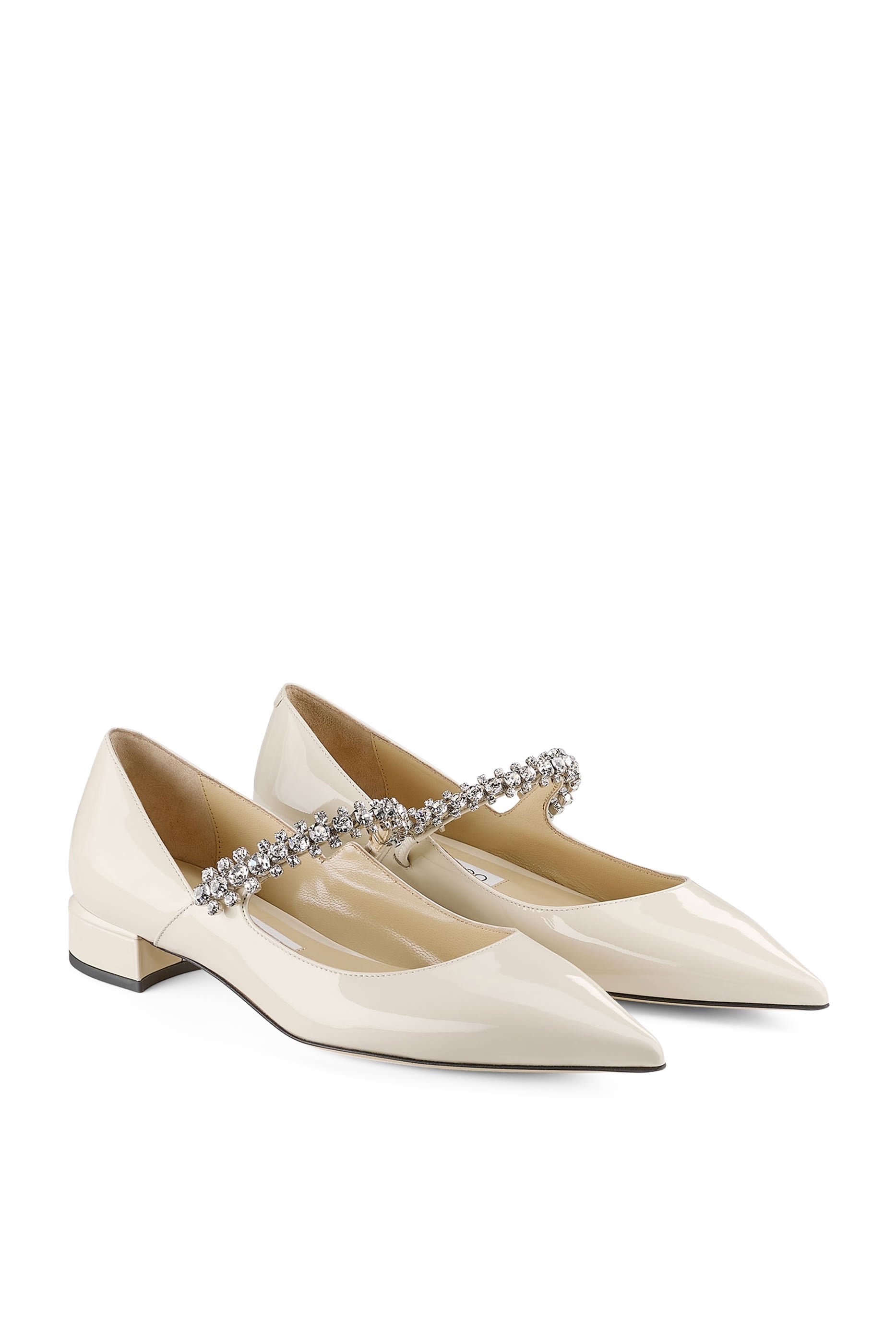 Linen Patent Leather Ballerian with Crystal Strap