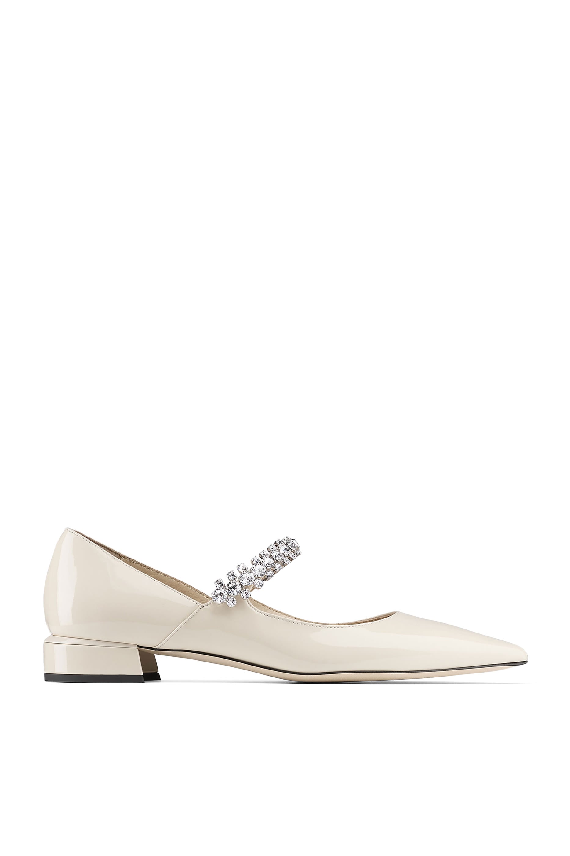 Linen Patent Leather Ballerian with Crystal Strap