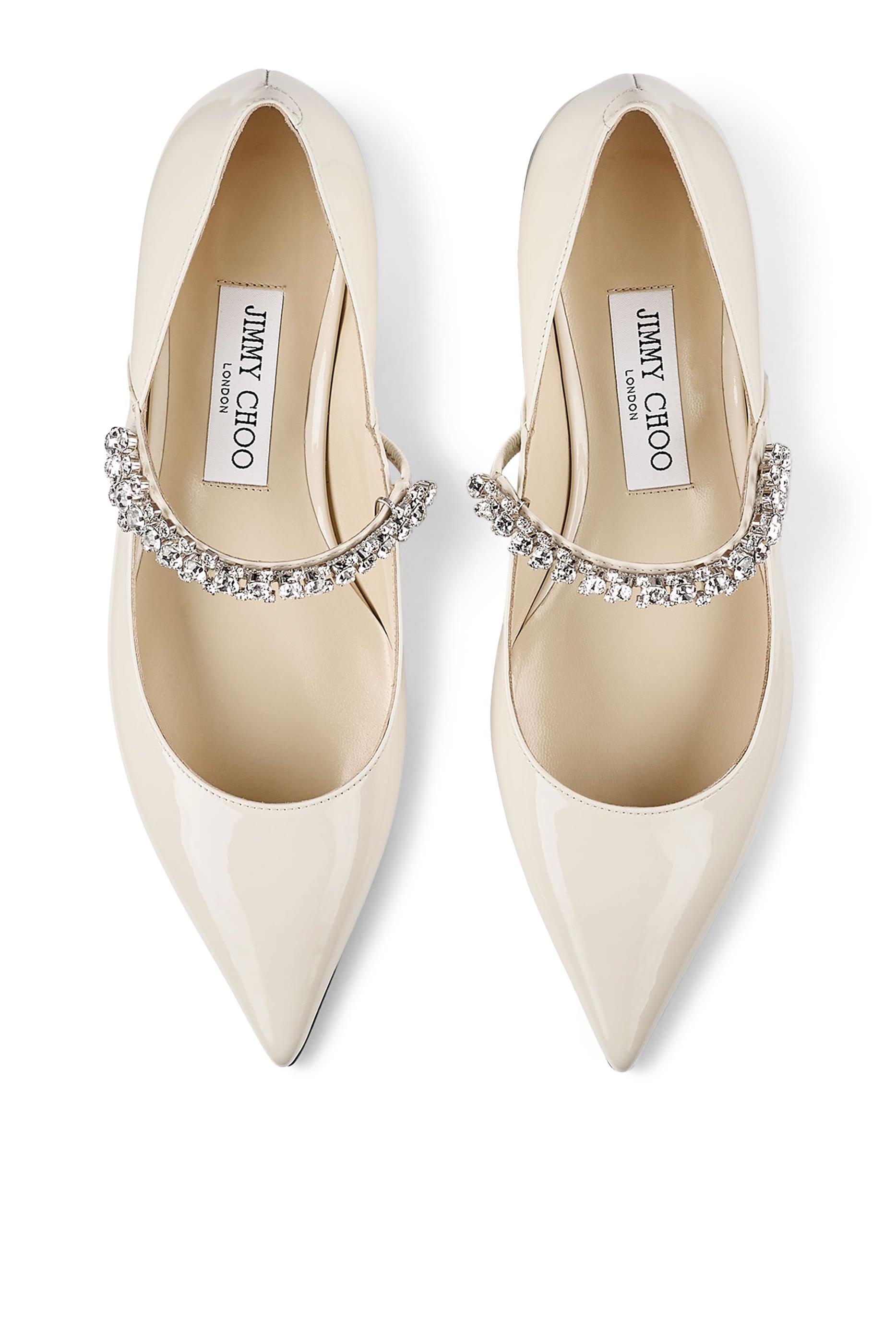Linen Patent Leather Ballerian with Crystal Strap