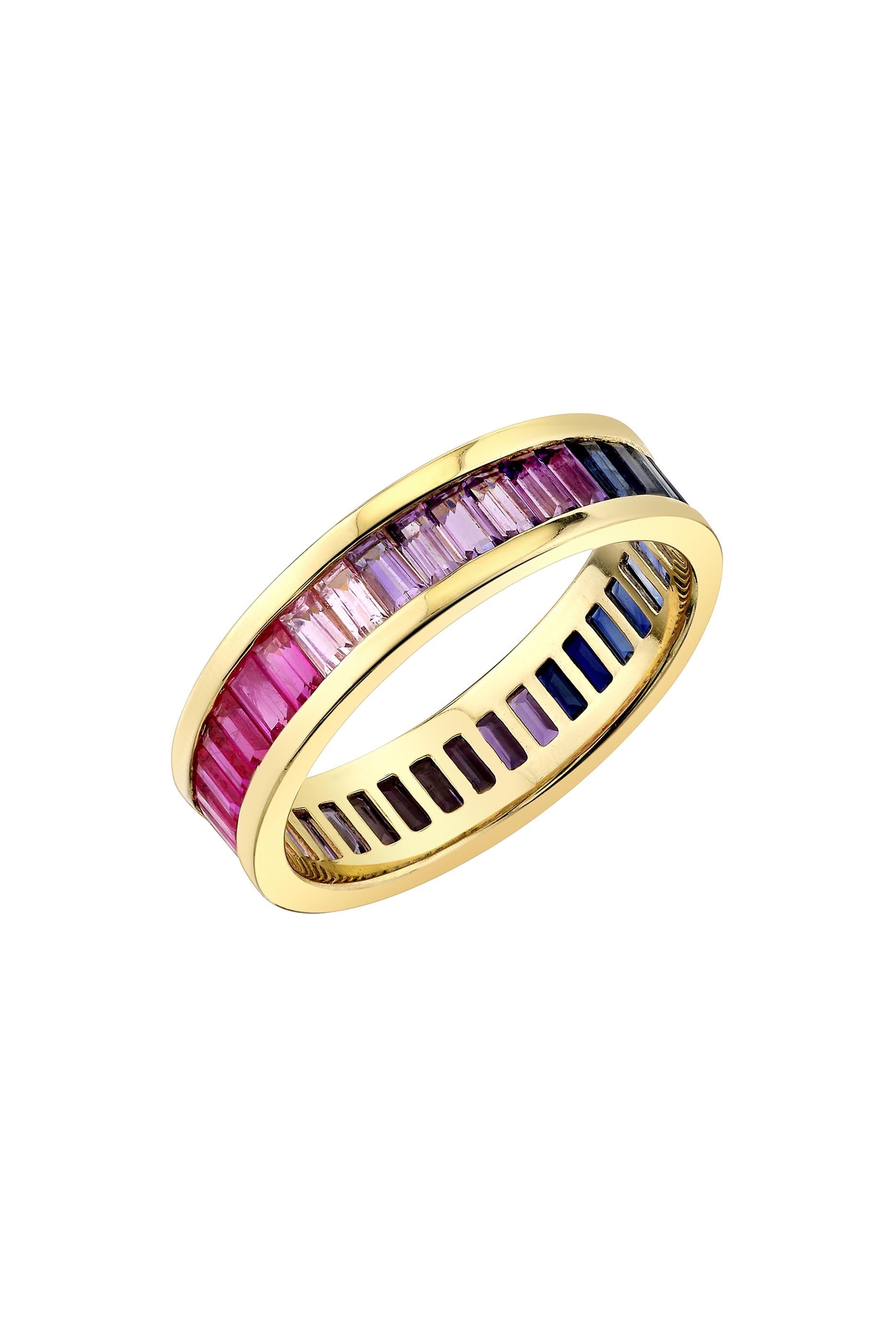 	14K YG Multistone Baguette Channel Set Eternity Ring