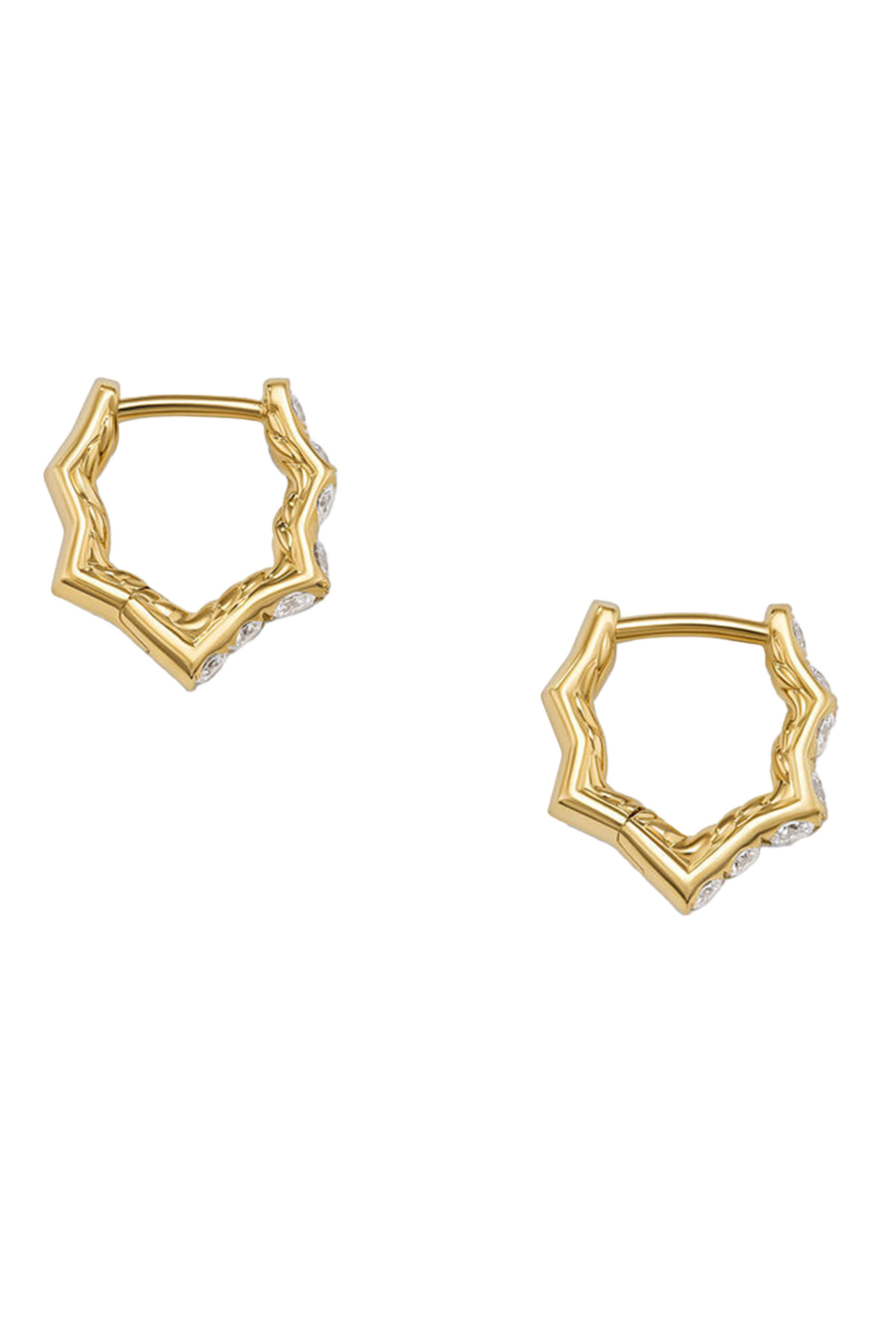 Zig Zag Stax™ Hoop Earrings, 18K Yellow Gold & Diamonds