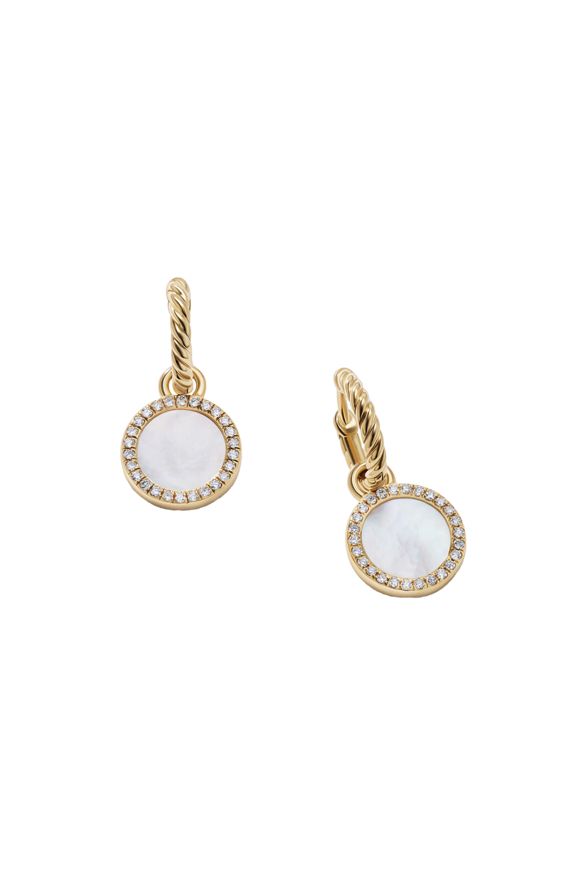 Petite DY Elements® Drop Earrings, 18K Yellow Gold, Mother of Pearl & Diamonds