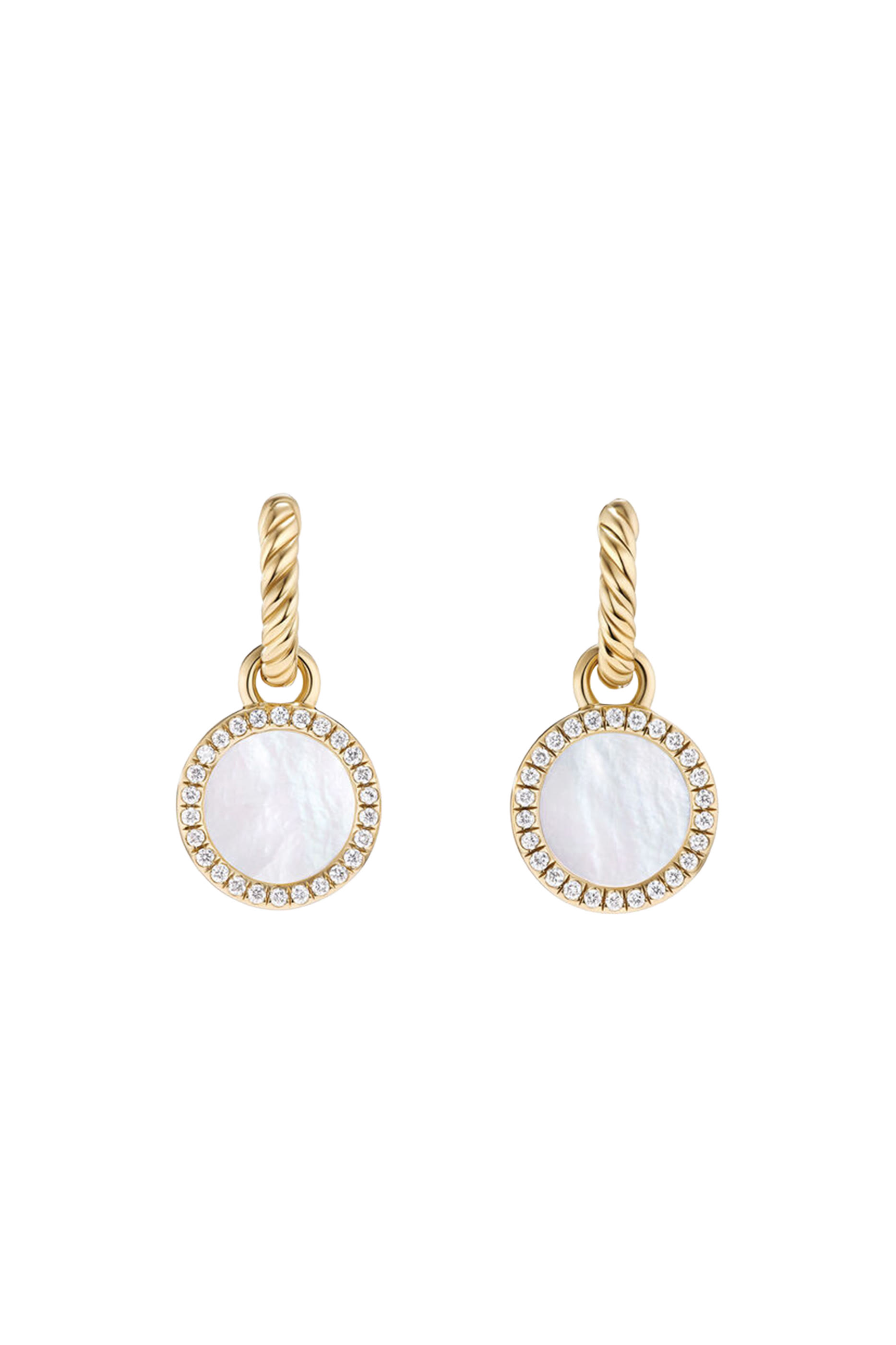 Petite DY Elements® Drop Earrings, 18K Yellow Gold, Mother of Pearl & Diamonds