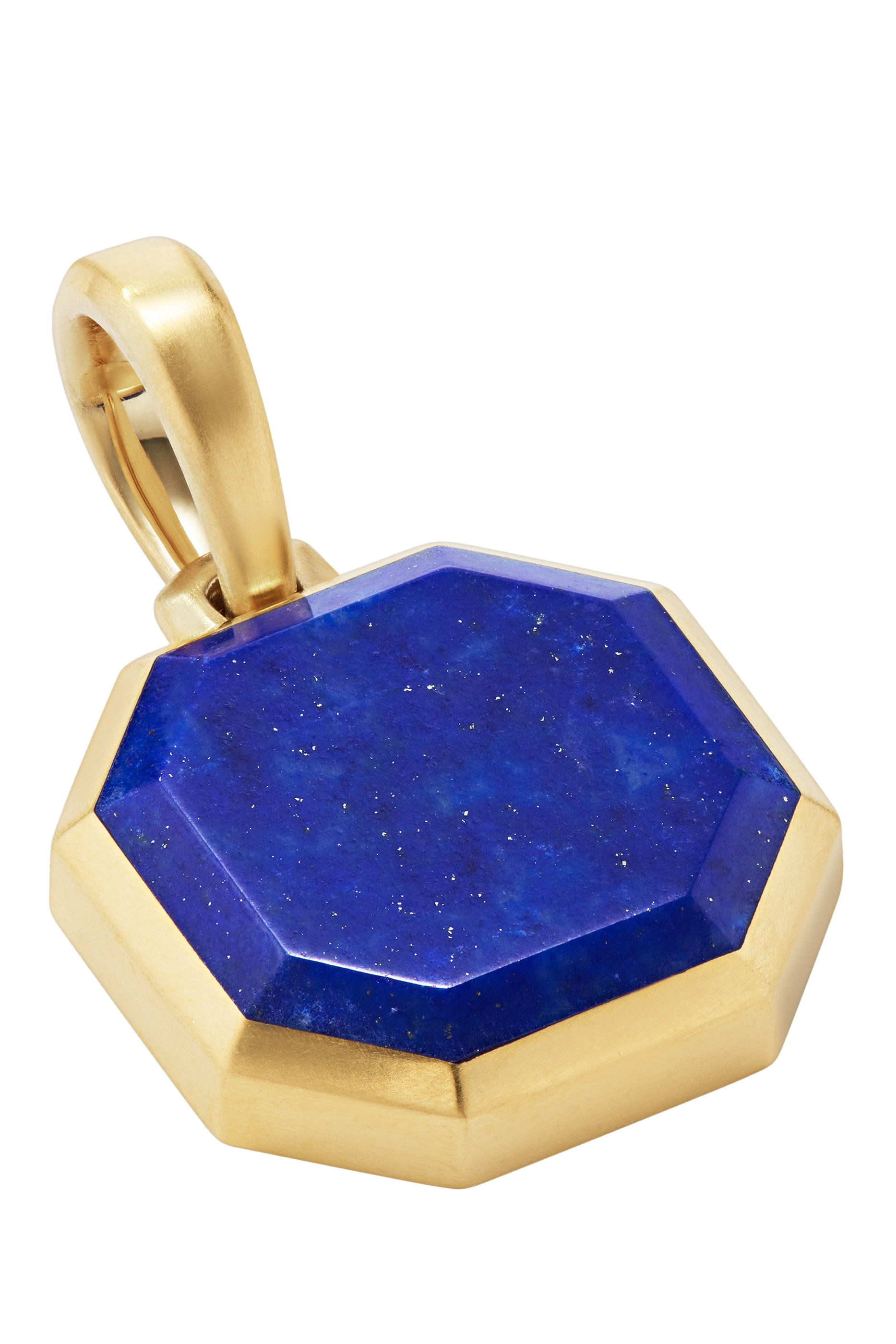 Faceted Lapis Stone Amulet Pendant, 18k Gold