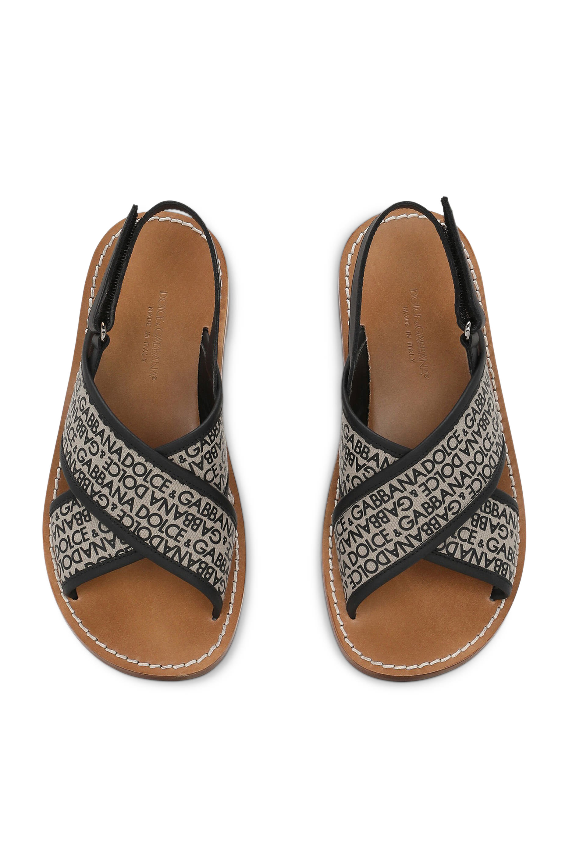 Kids Logo Print Leather Sandal