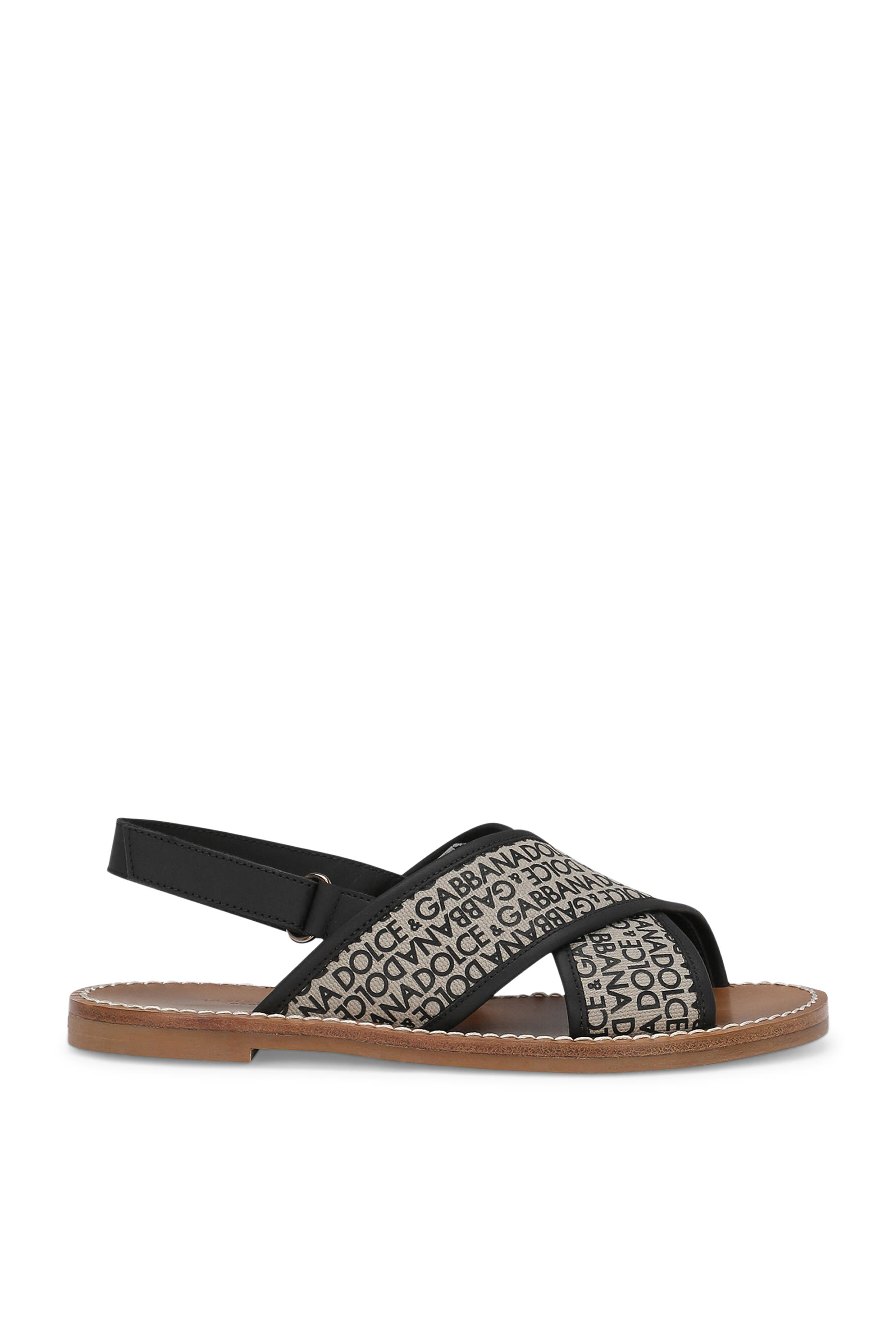 Kids Logo Print Leather Sandal