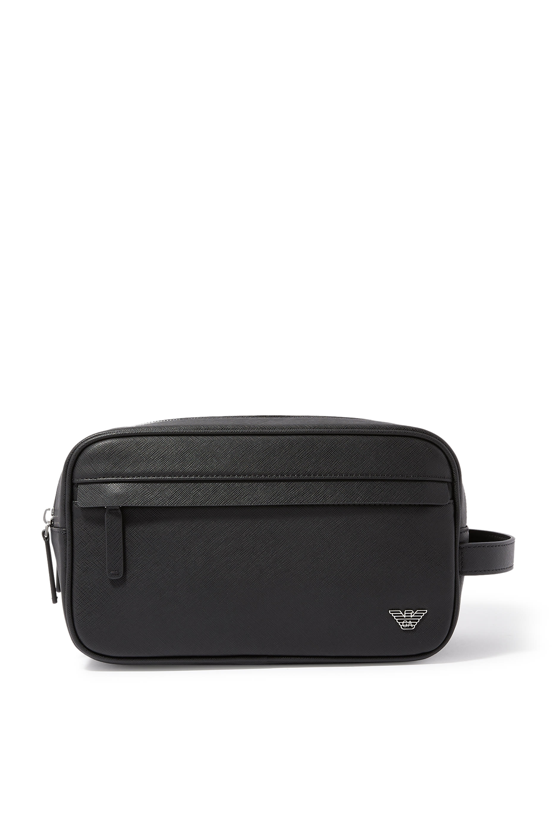Logo Zip Toiletry Leather Bag