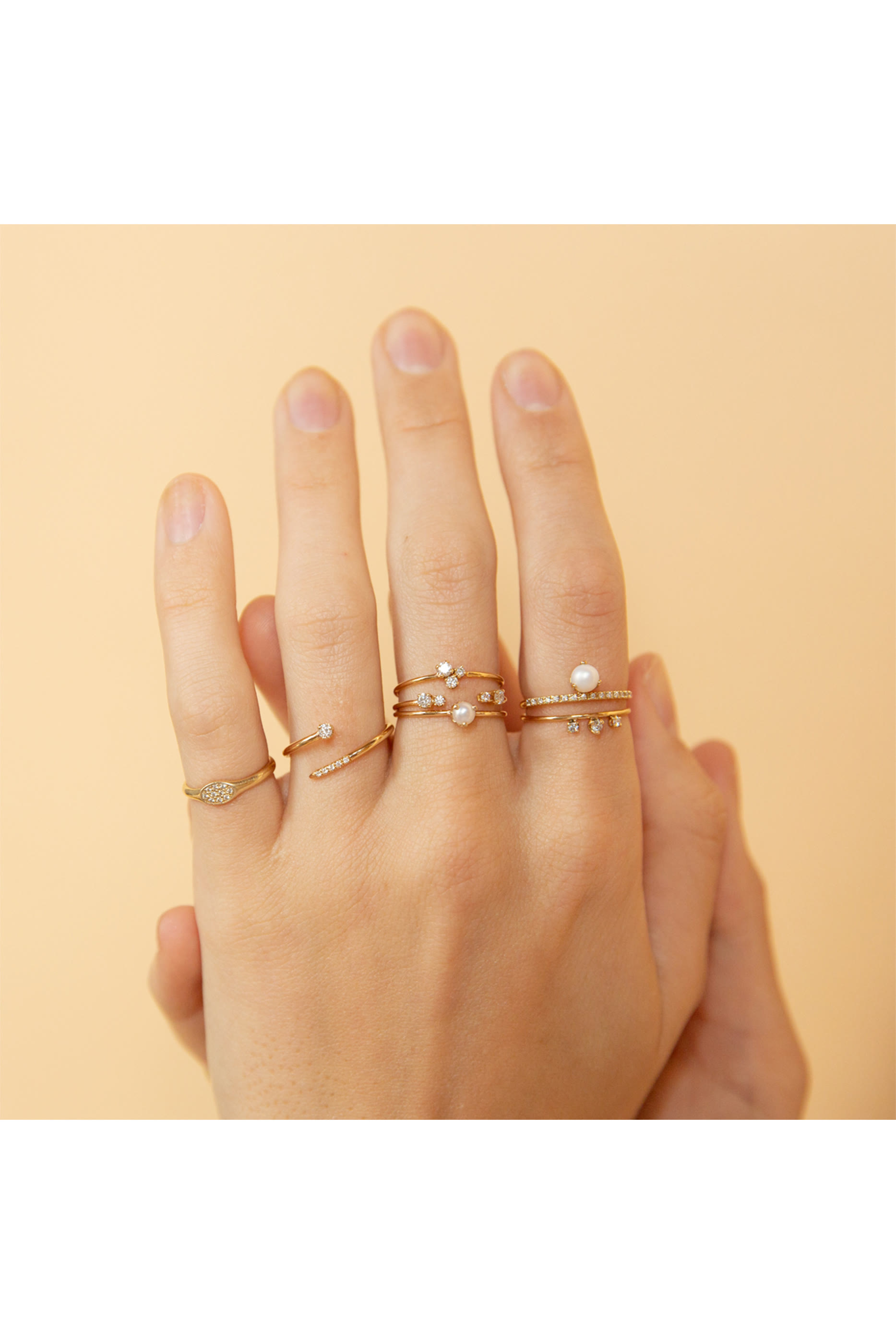 Prong & Pavé Diamond Bypass Ring, 14K Yellow Gold & Diamonds