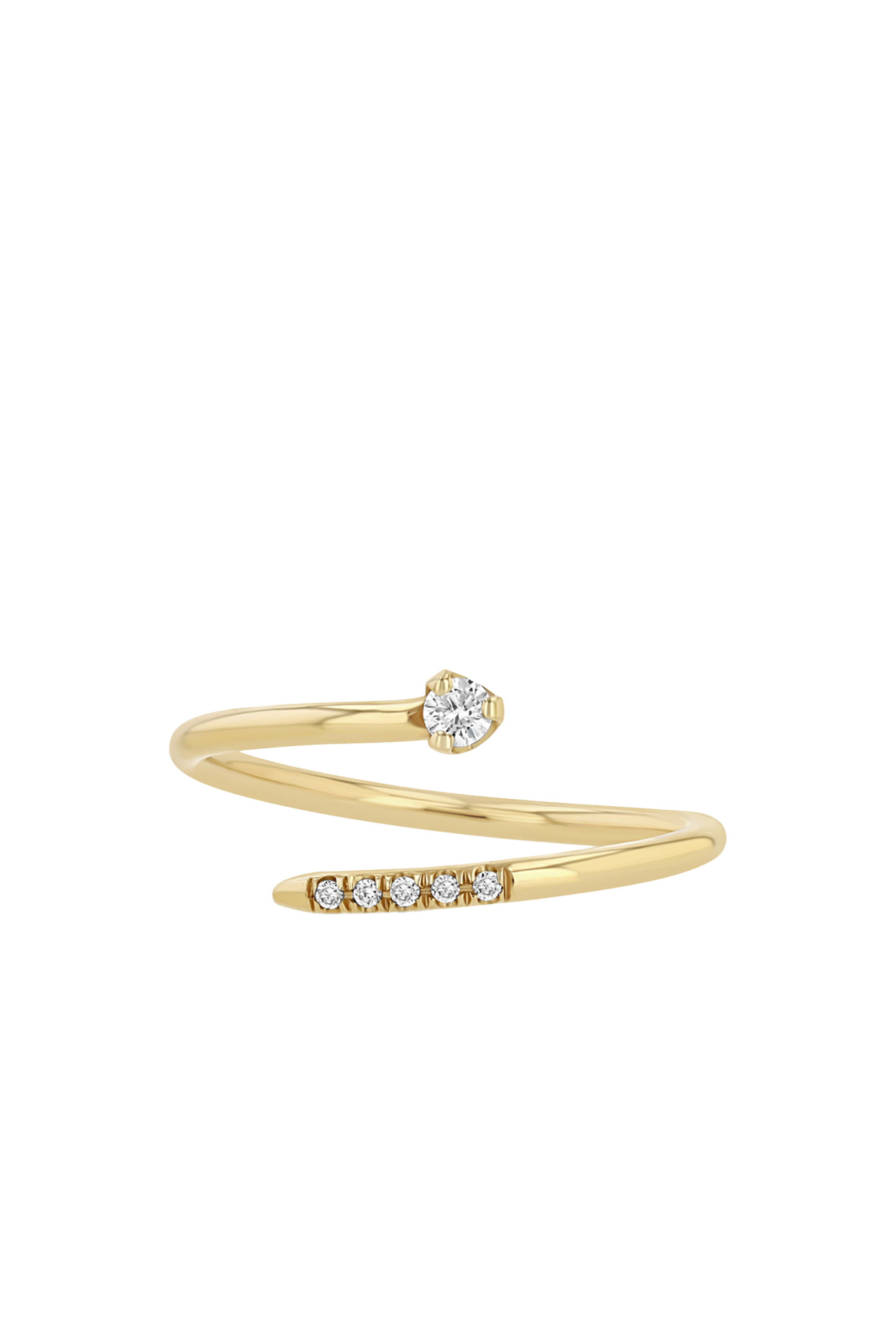 Prong & Pavé Diamond Bypass Ring, 14K Yellow Gold & Diamonds