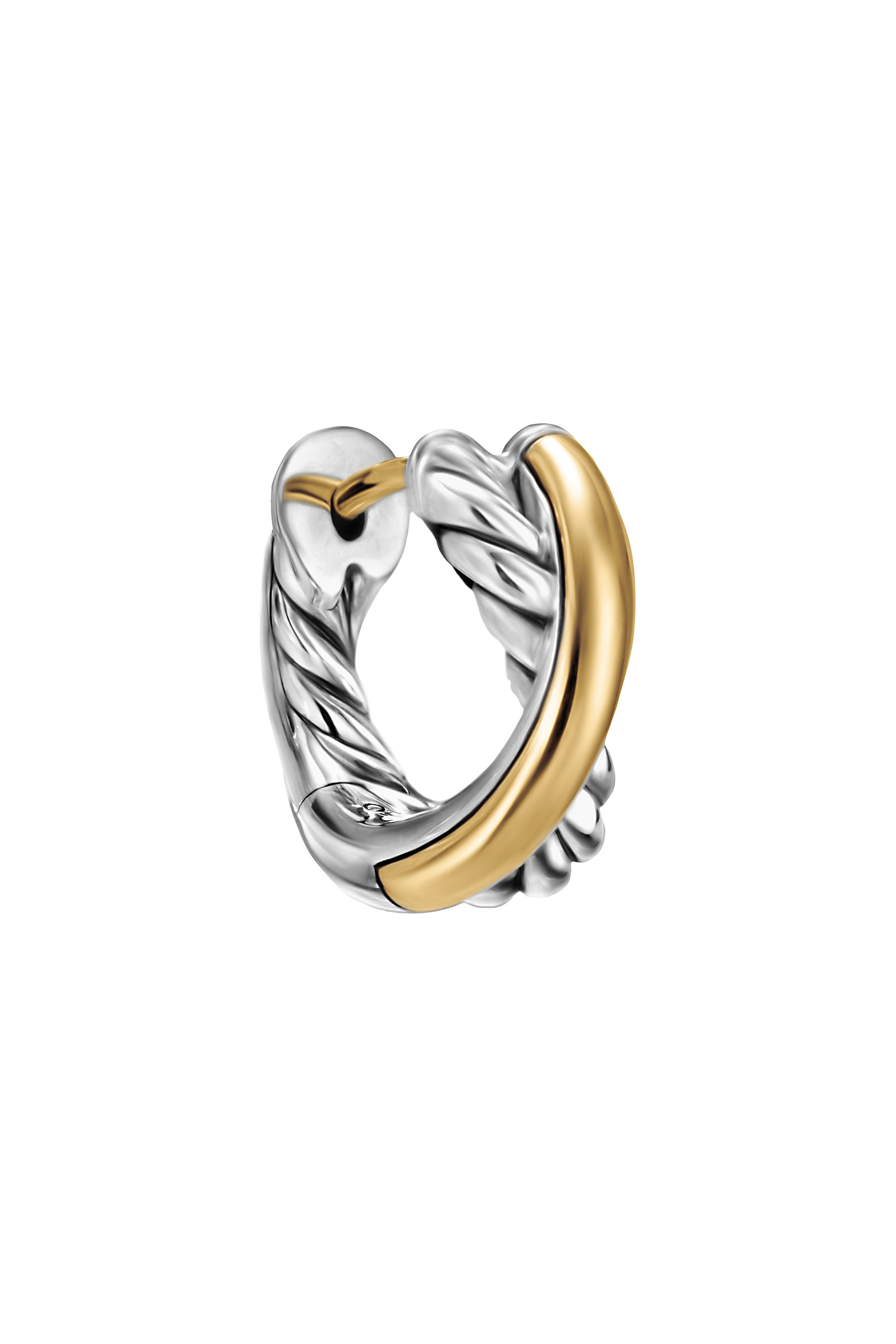 Crossover Huggie Hoop Earrings, Sterling Silver & 18k Yellow Gold