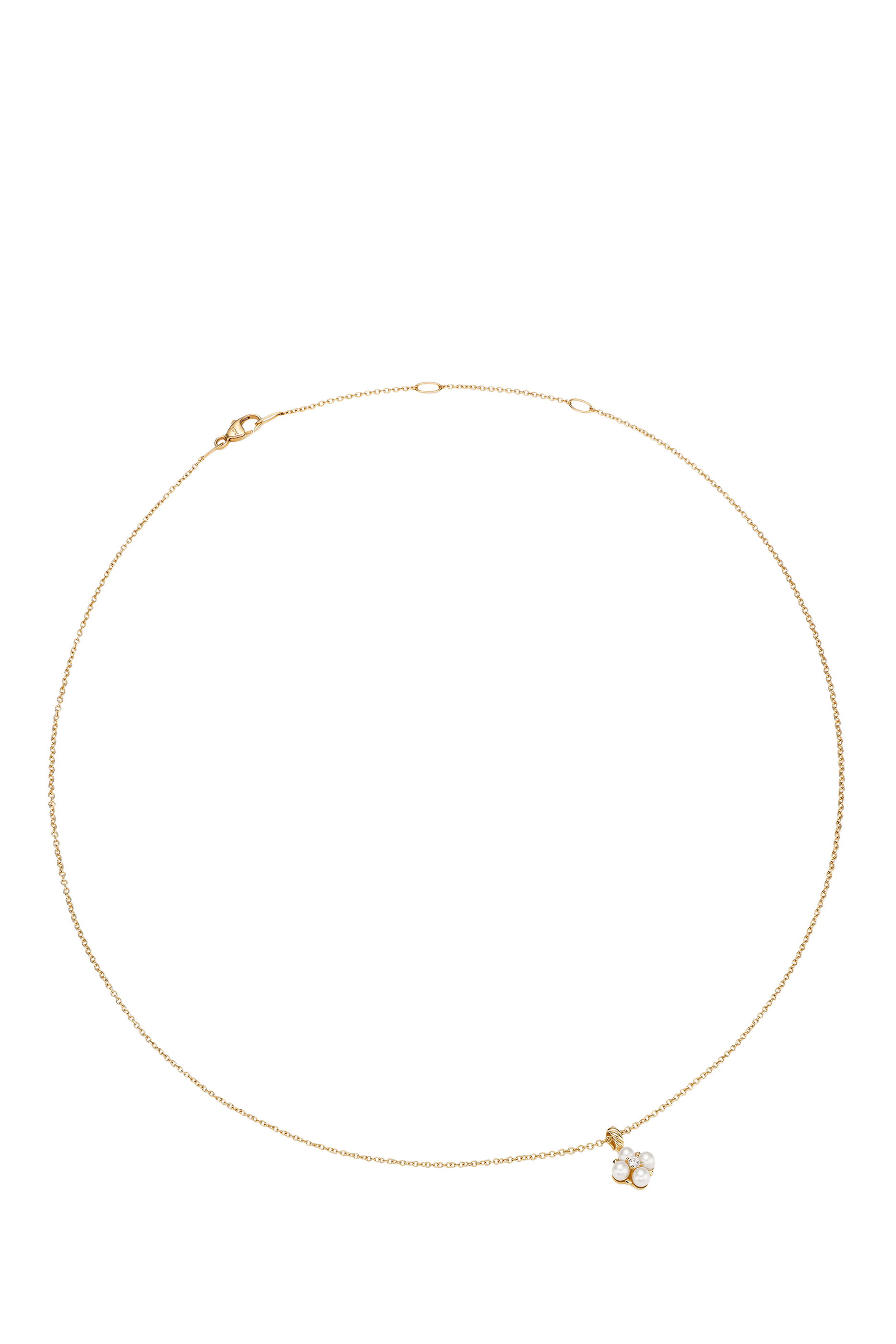 Petite Modern Renaissance® Pendant Necklace, 18k Yellow Gold & Akoya White Pearls, Diamonds