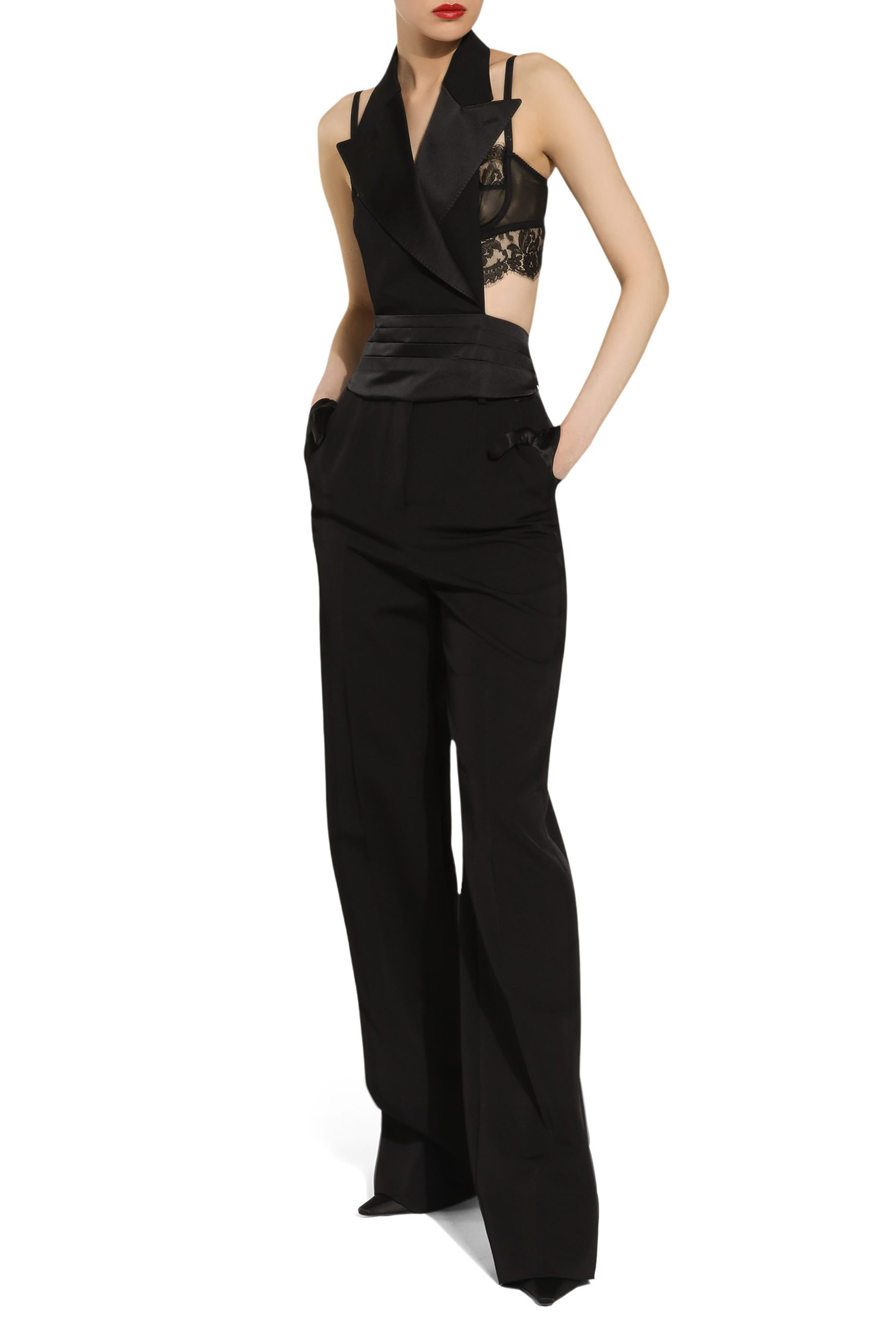 Wool Gabardine Tuxedo Pants