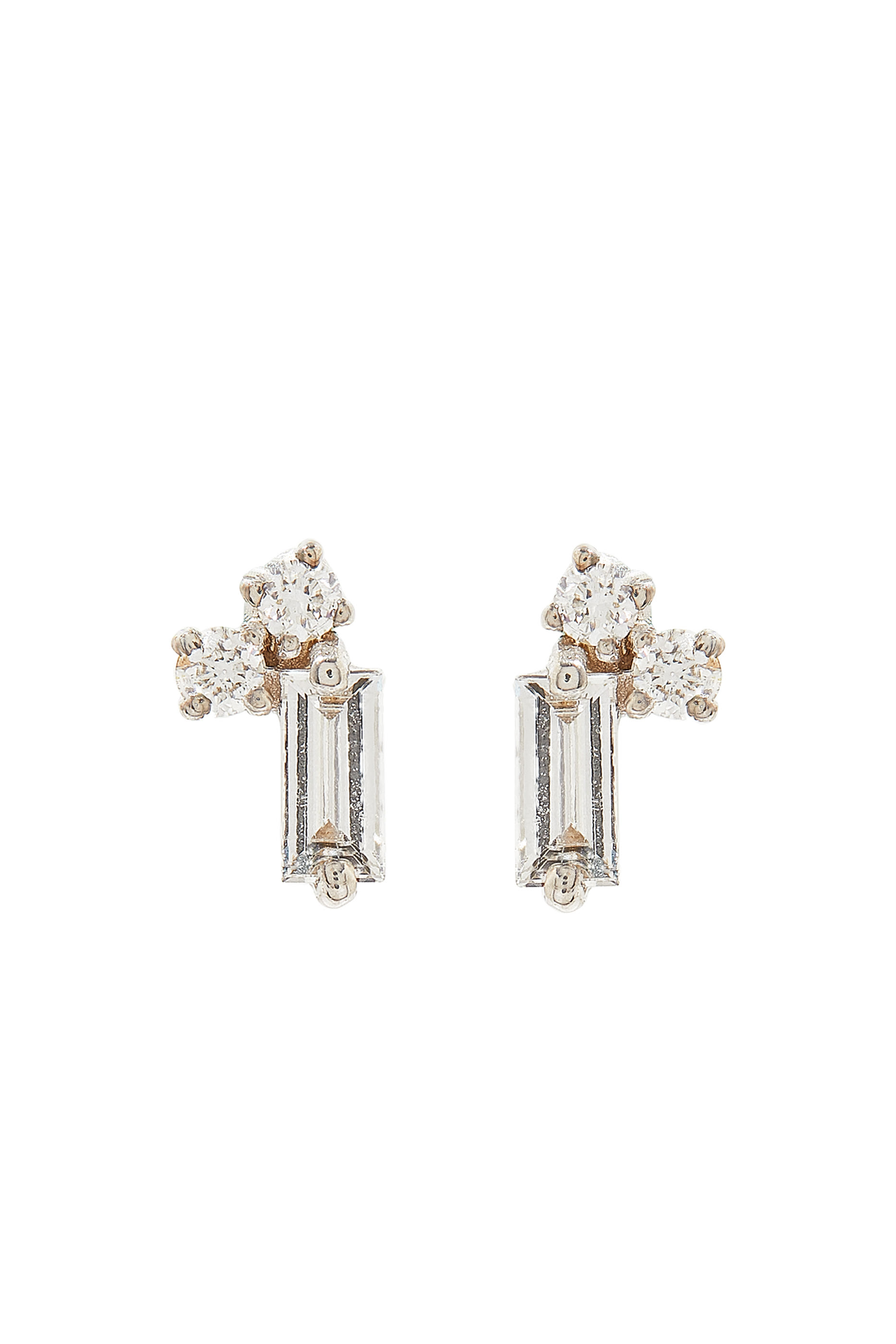 Fireworks Diamond Baguette Stud Earrings, 18k White Gold & Diamonds