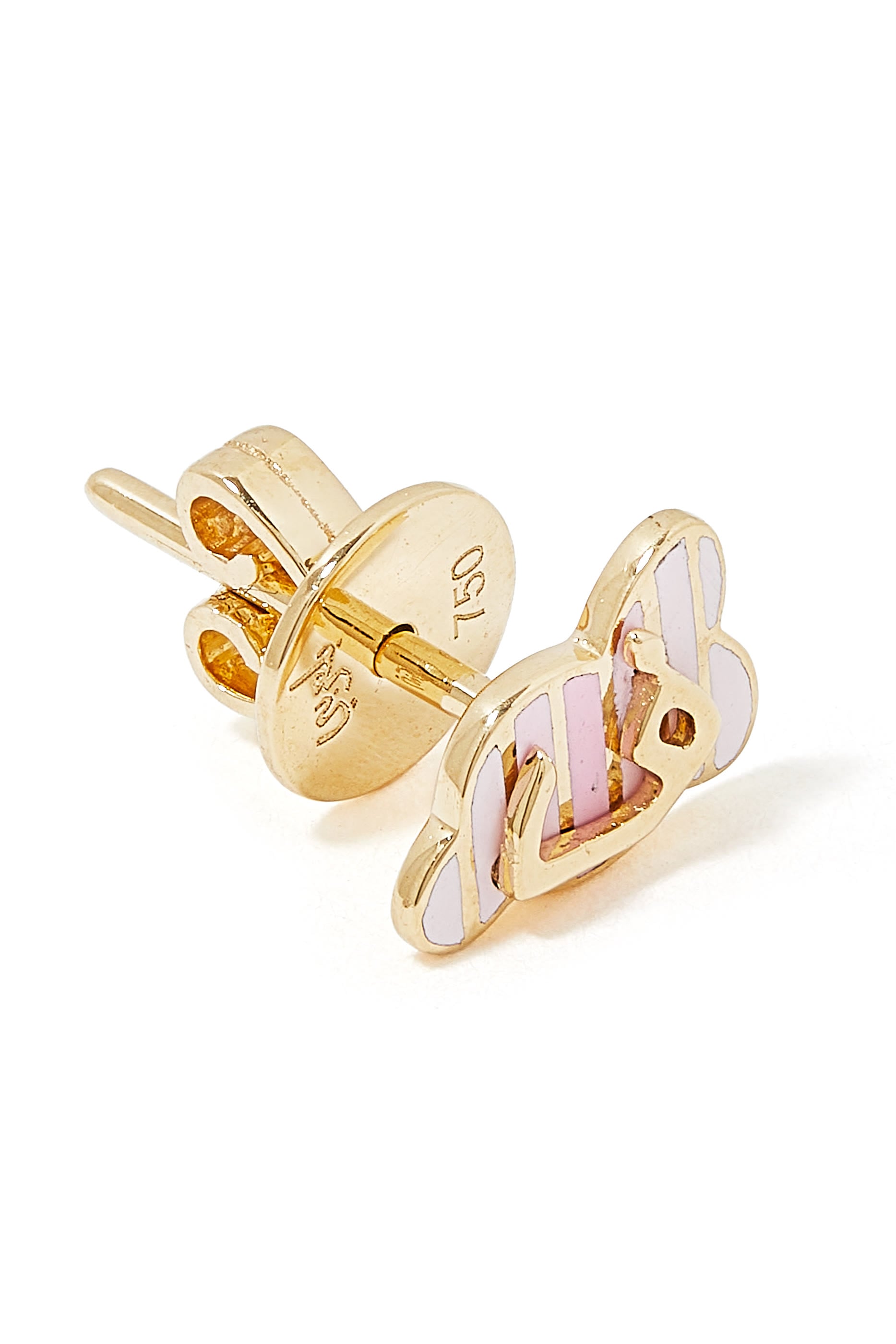 Kids Tiny Bling Cloud with Letter - FAA Earring , 18K Yellow Gold & Enamel