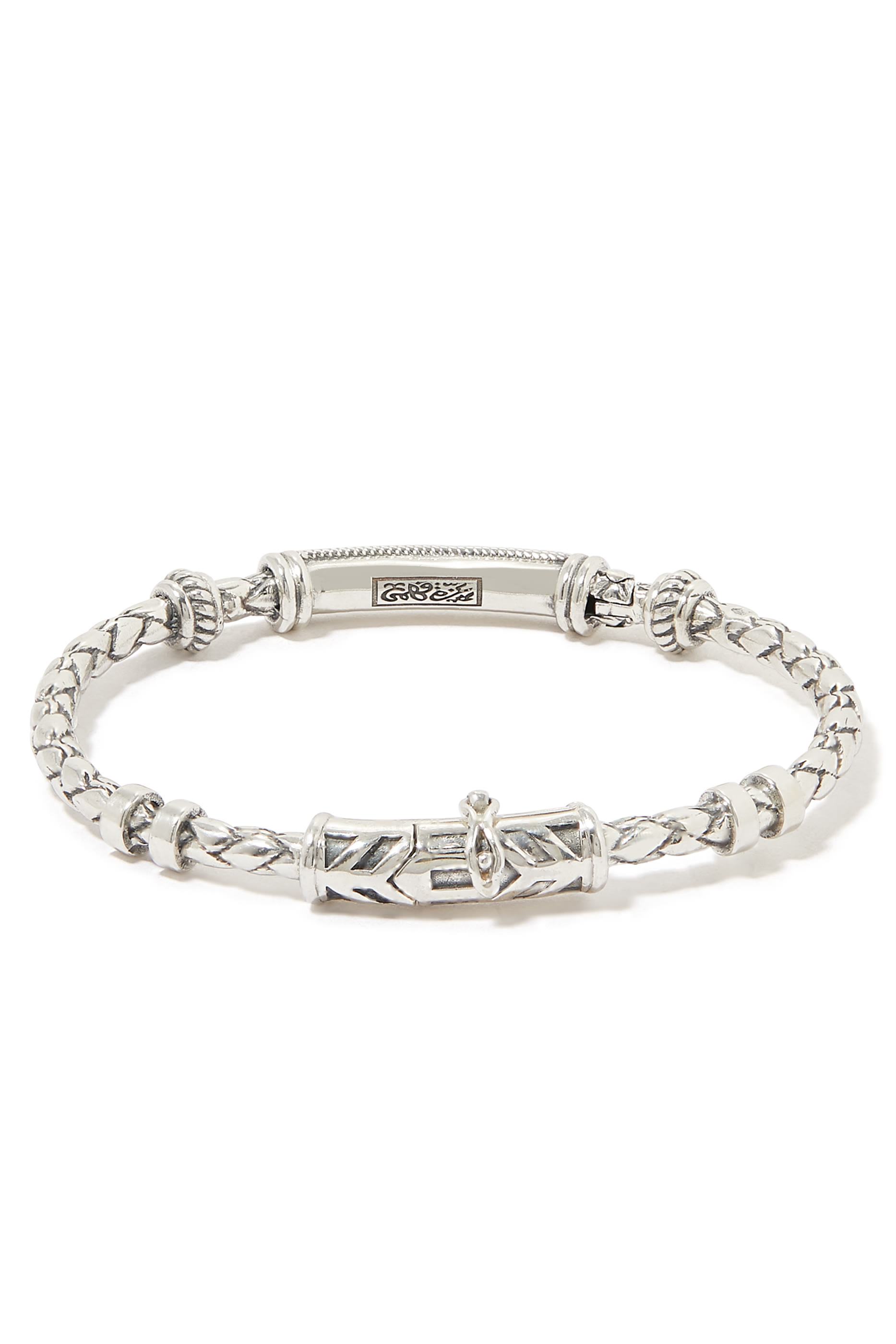 Single Braided Bangle, Silver & Lapis Lazuli