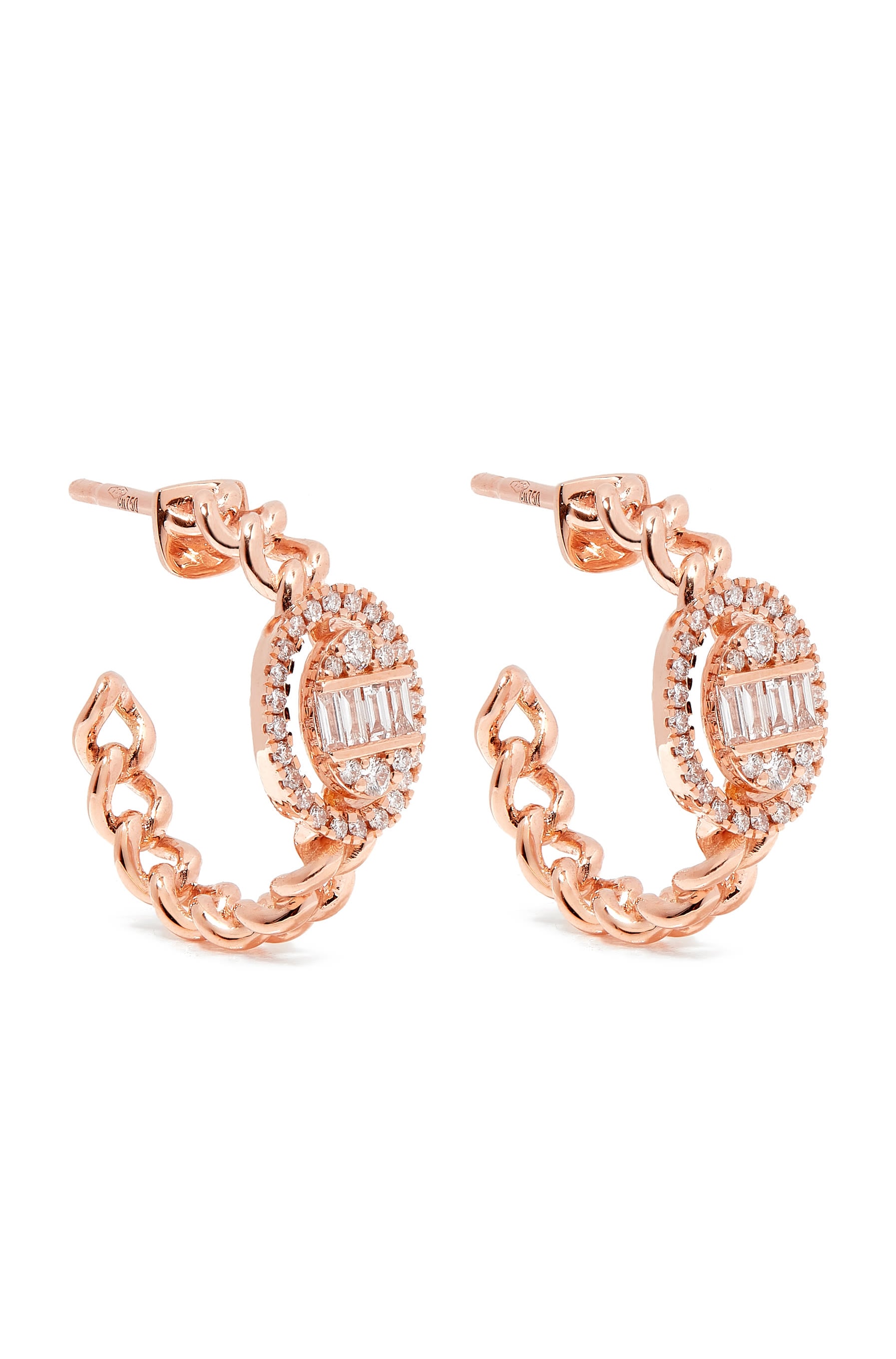 Quwa Oval Earrings, 18k Rose Gold & Diamonds