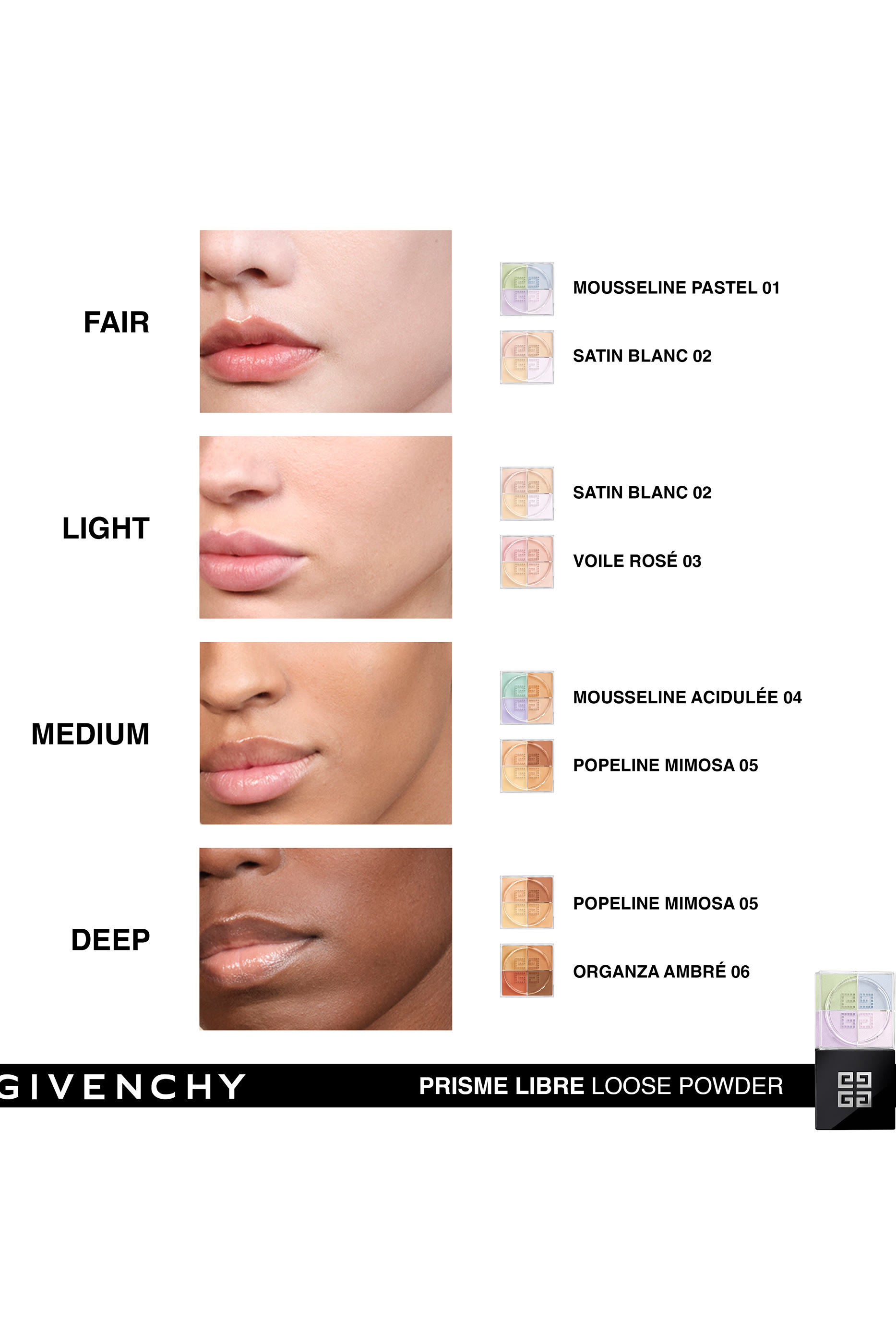 Prisme Libre Loose Powder, 4-color Loose Setting and Finishing Powder 