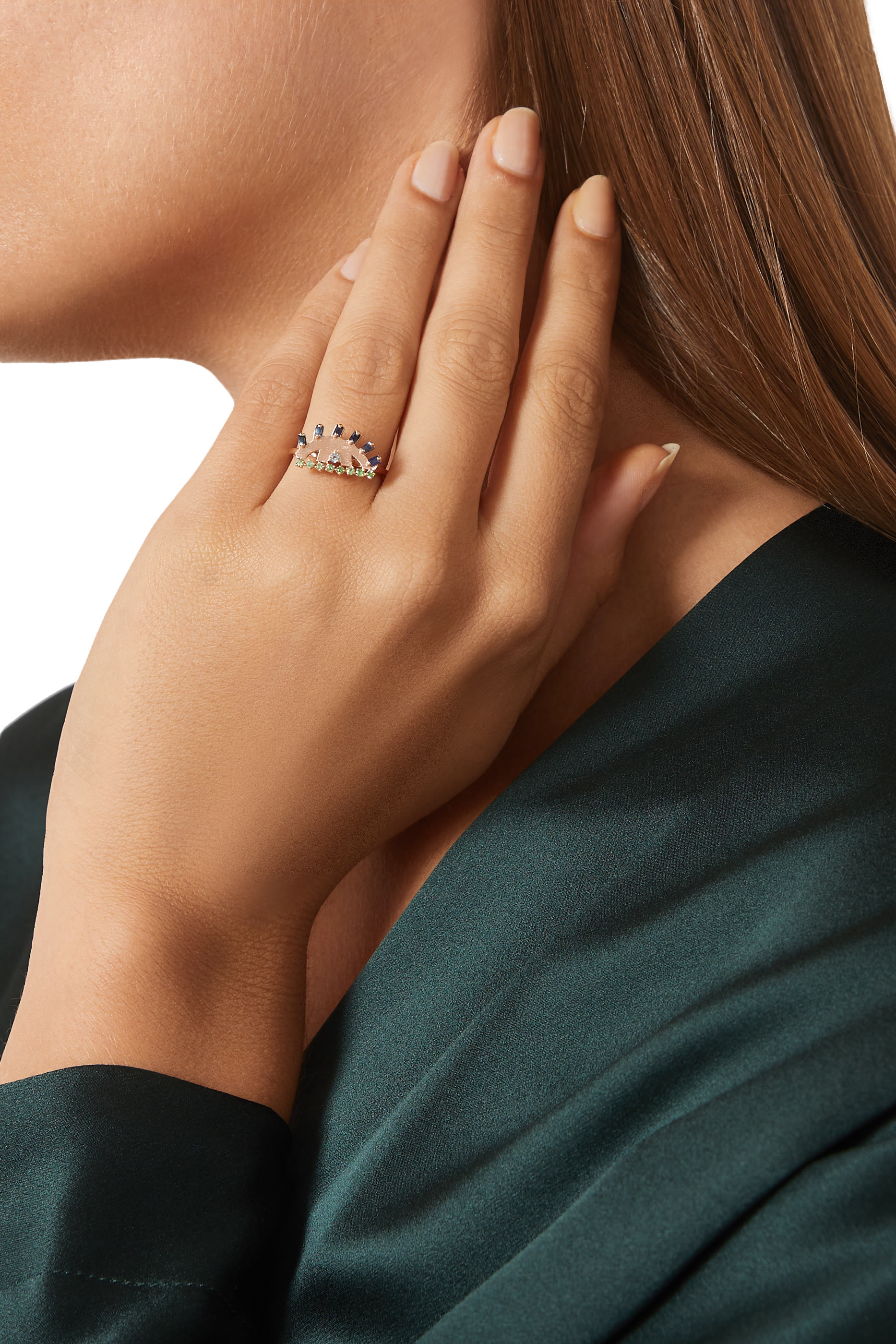 Ya Ein Ring, 18k Pink Gold & Topaz, Emerald, Sapphire