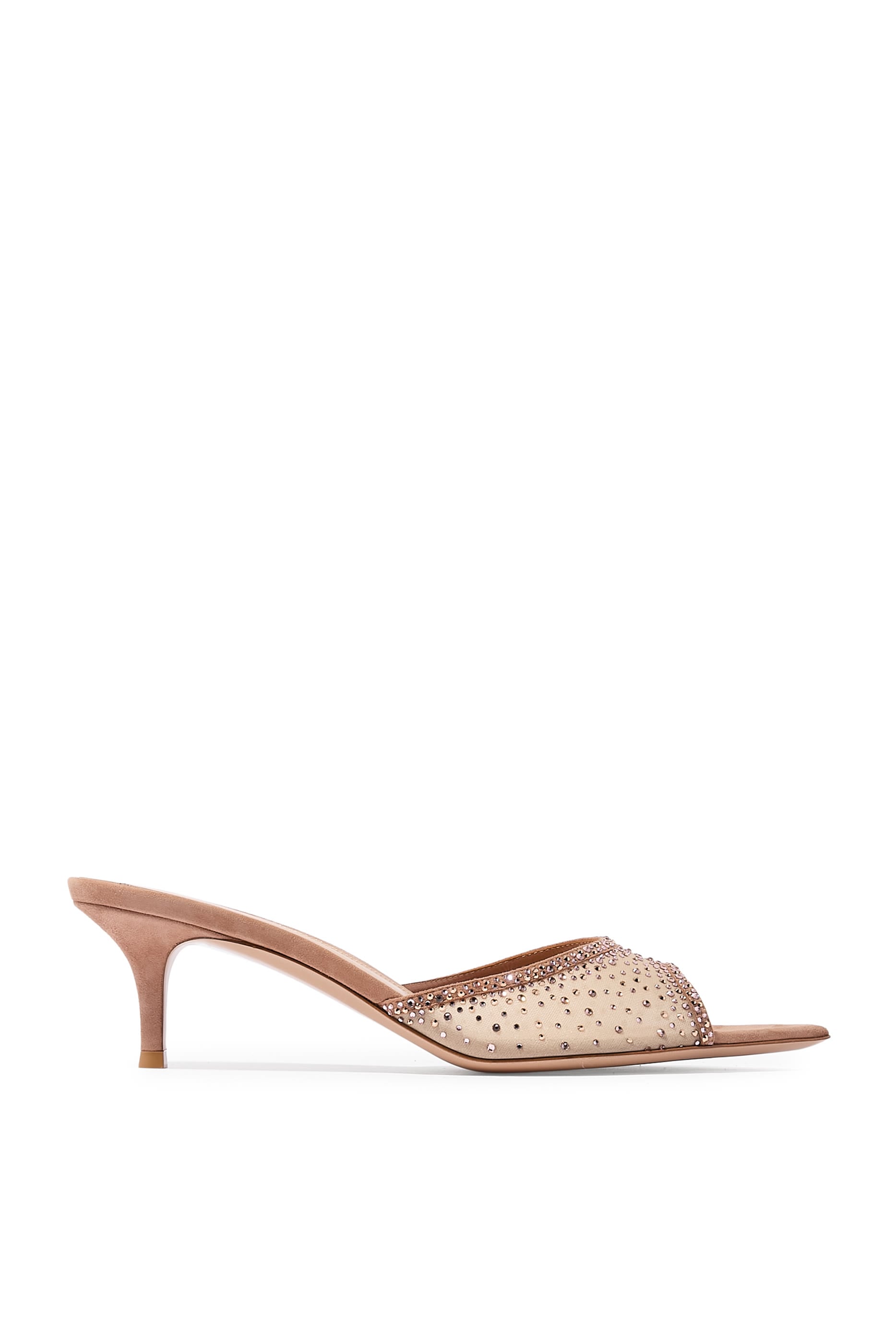 Rania 55 Suede Organza Embellished Mules