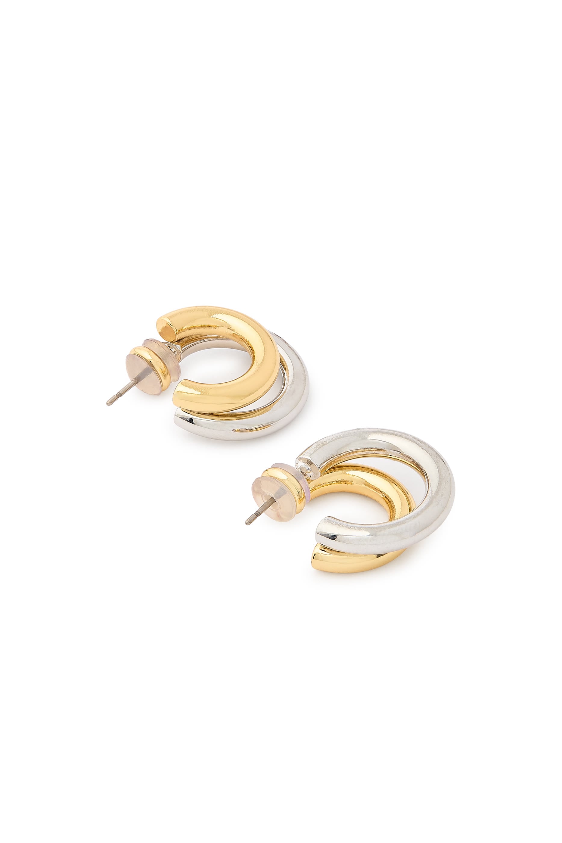 Two Toned Double Hoop Earrings
