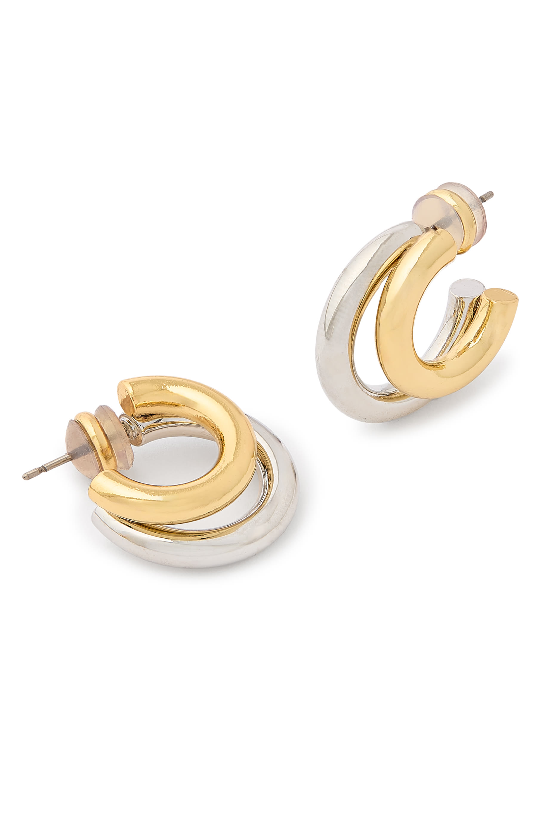 Two Toned Double Hoop Earrings