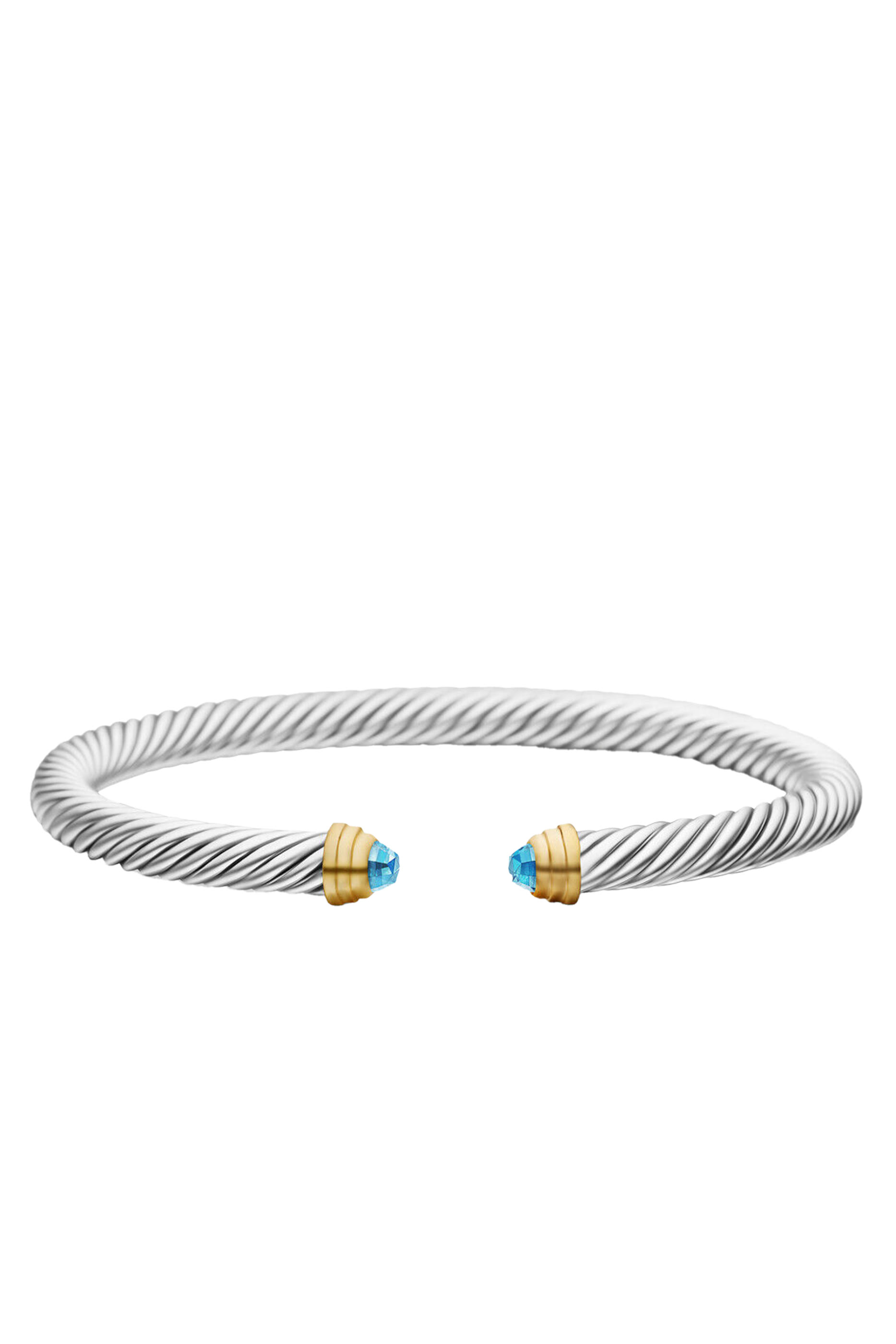 Classic Cable Bracelet, Sterling Silver with 14k Yellow Gold & Topaz